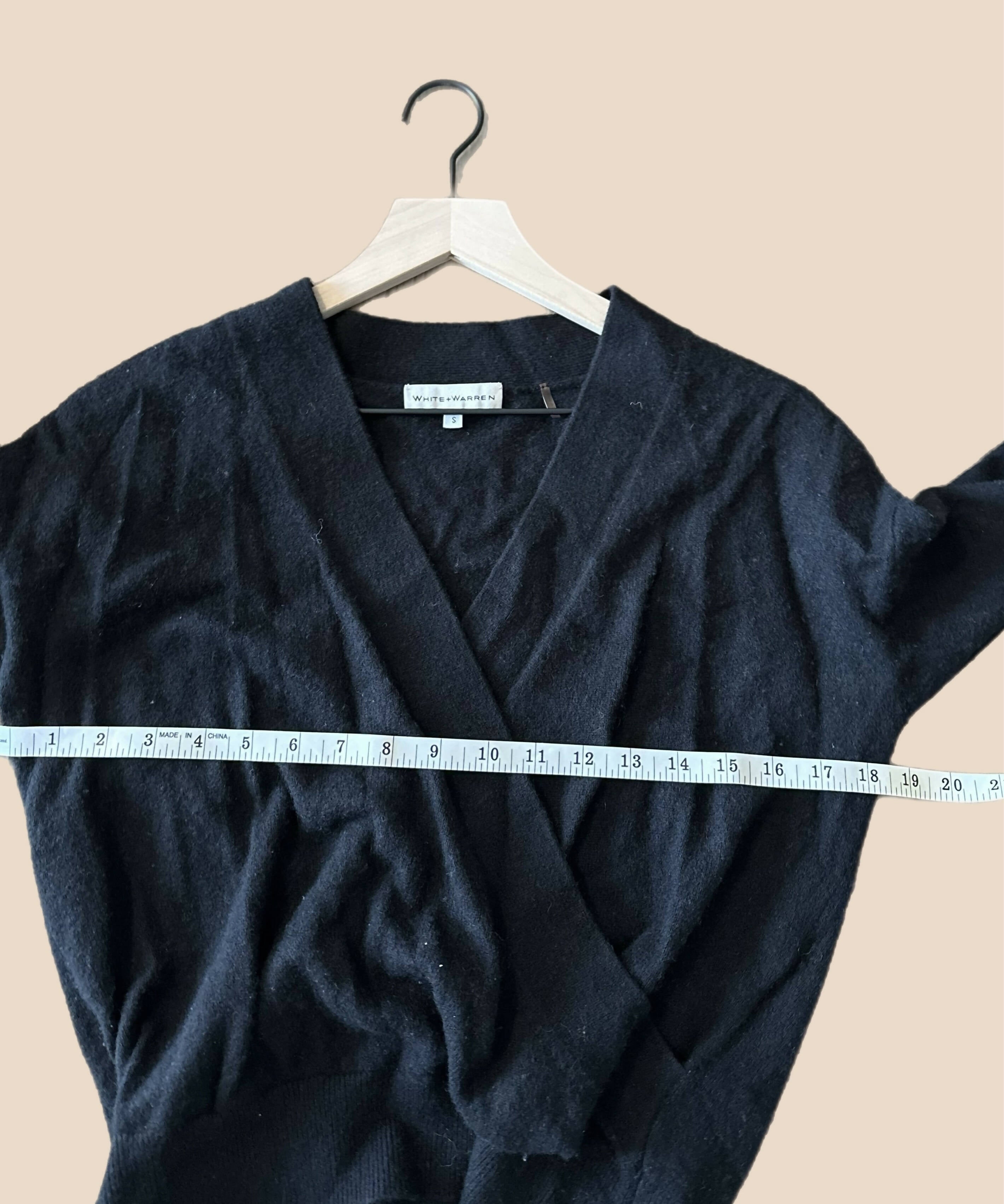 White + Warren Cashmere Button Cuff Wrap - Black