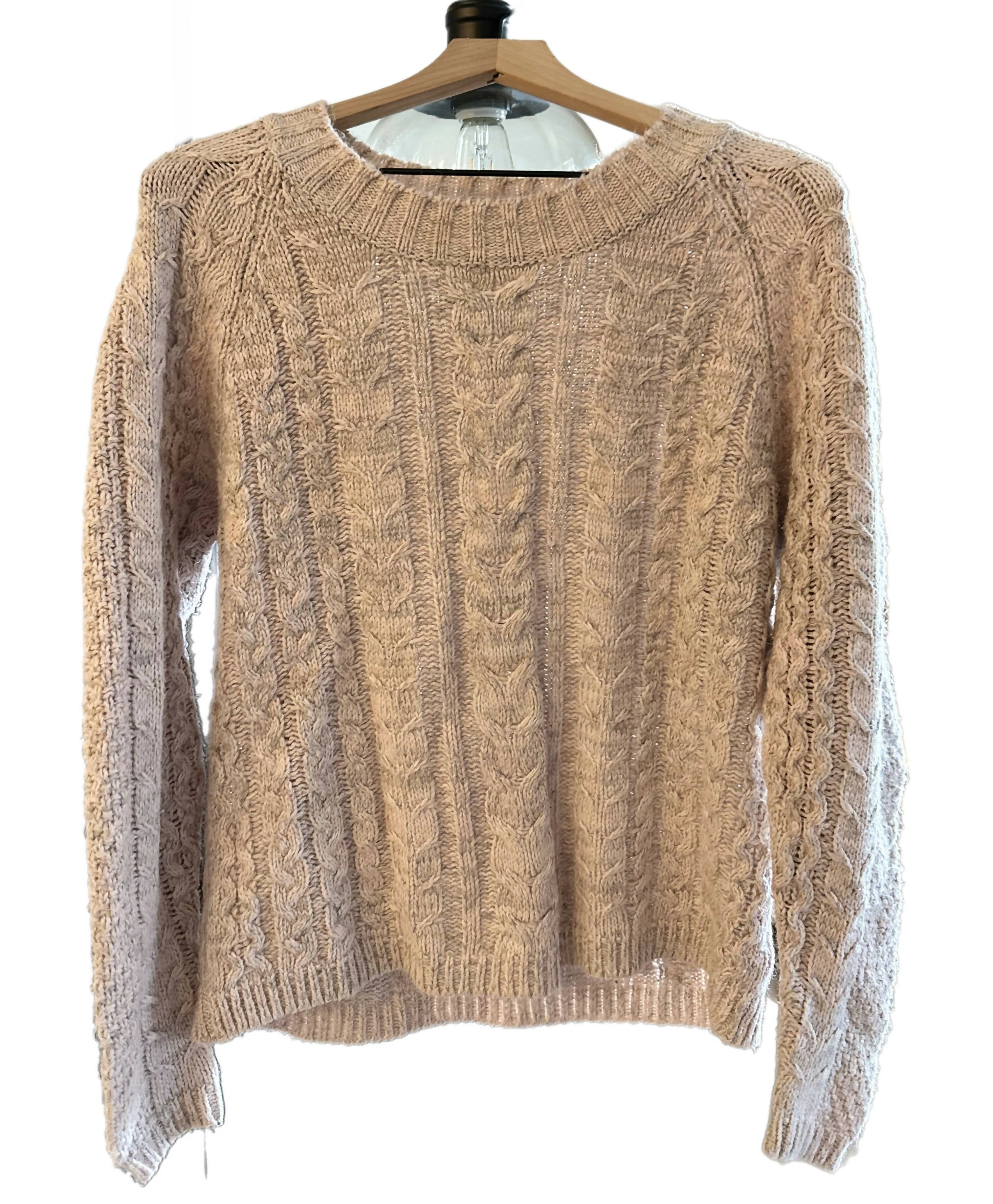 John & Jenn Cable Knit Sweater - Pink