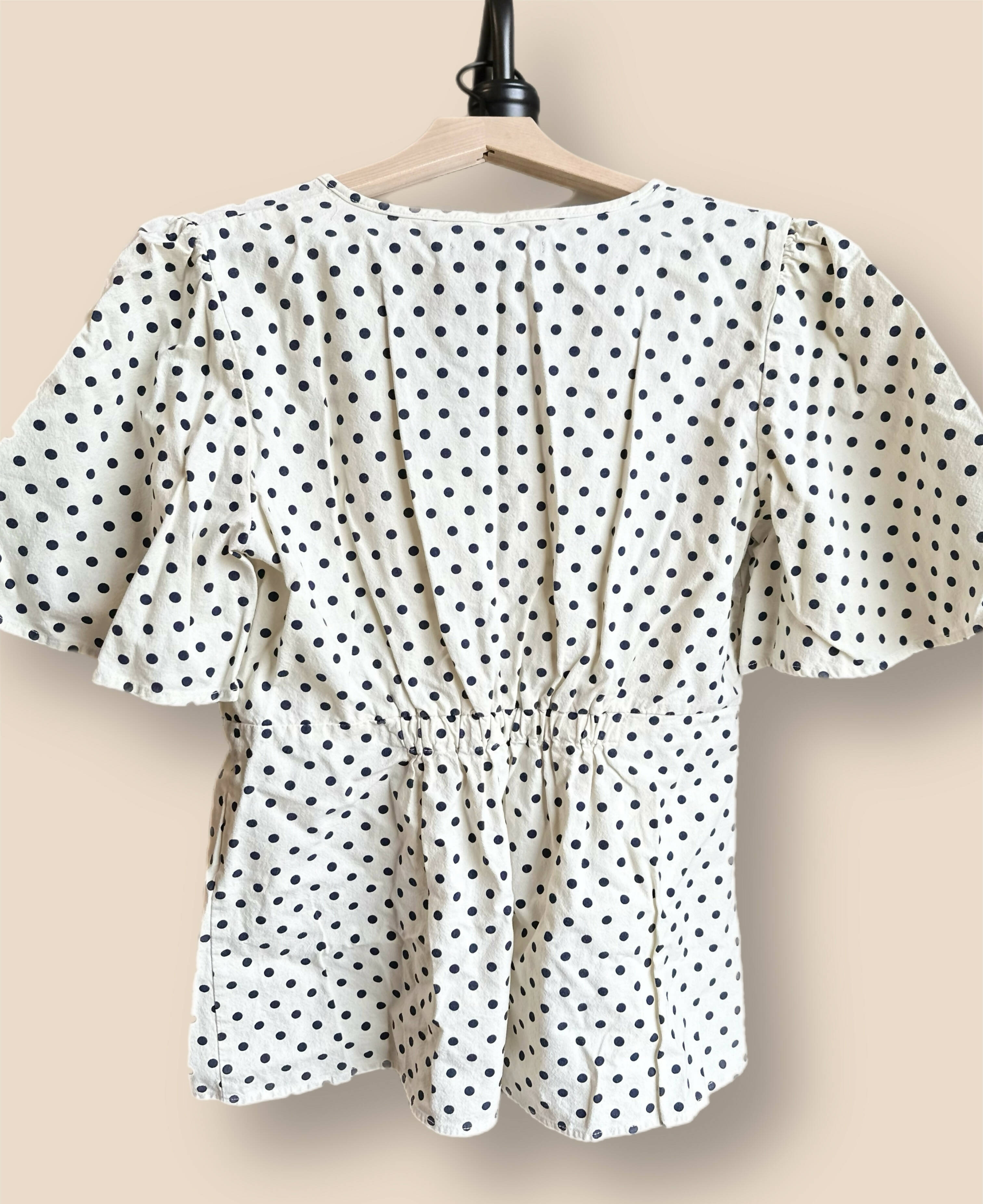 Soon Maternity Hani V-Neck Maternity Blouse - Polka Dot - White Multi/black Dot