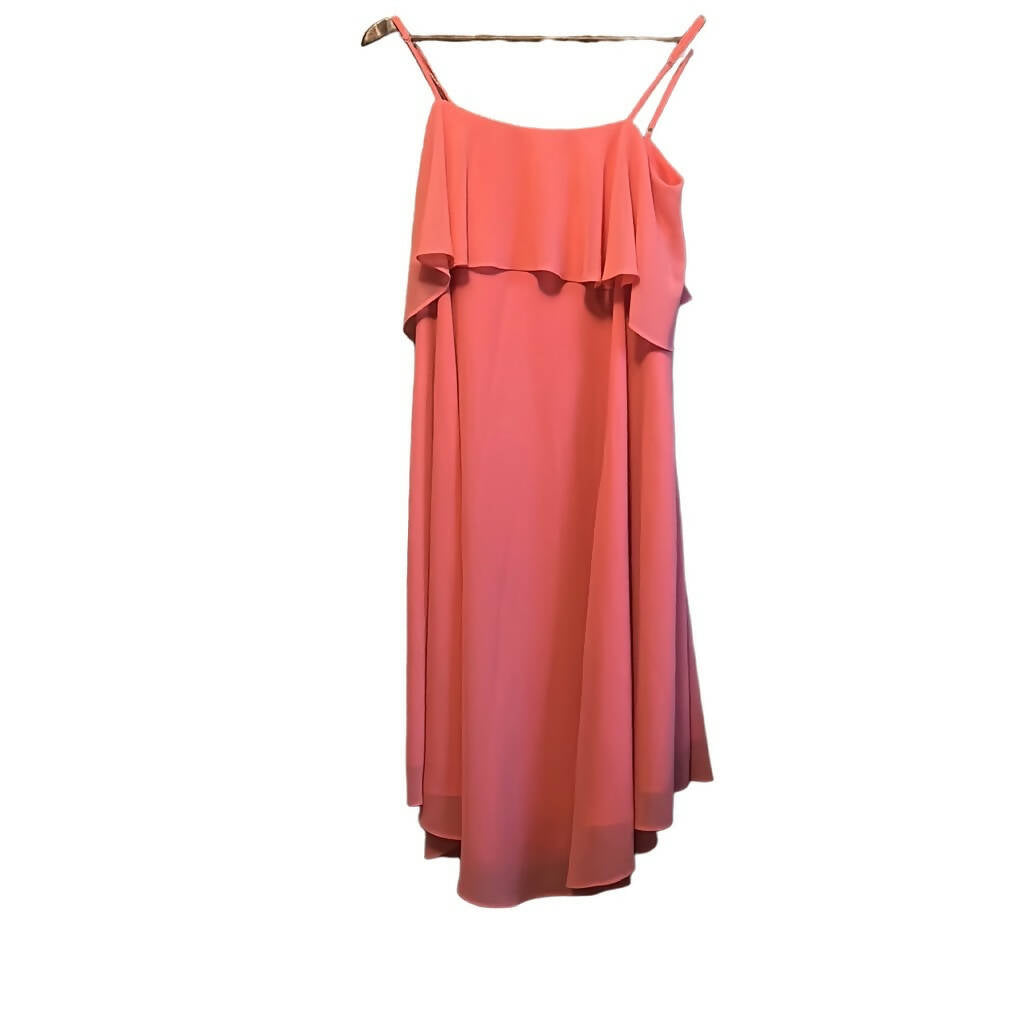Paper Crown Spaghetti Strap Ruffled Midi Dress - Pink