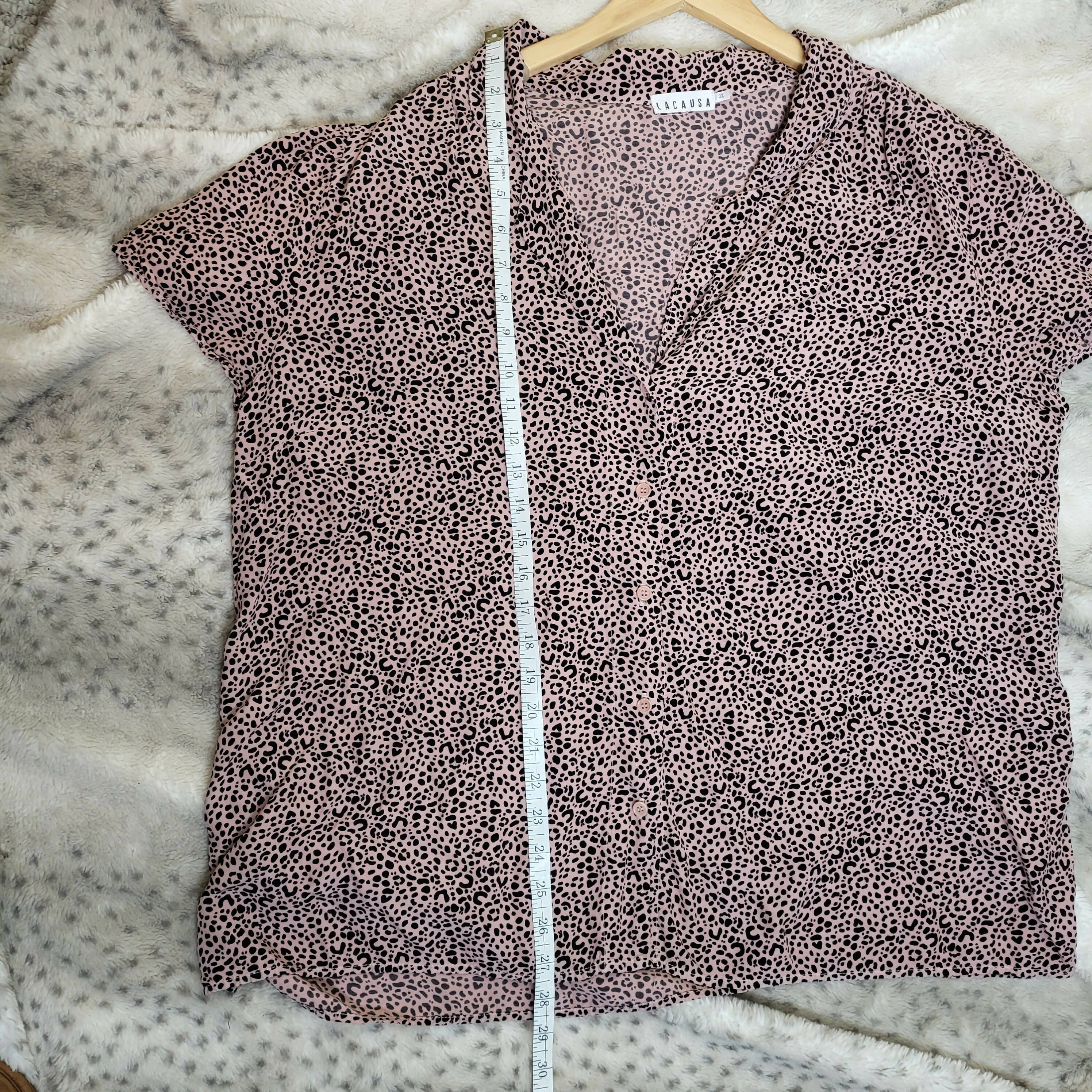 LACAUSA Margot Printed Blouse - Animal - Beige Multi/Muse Leopard Print