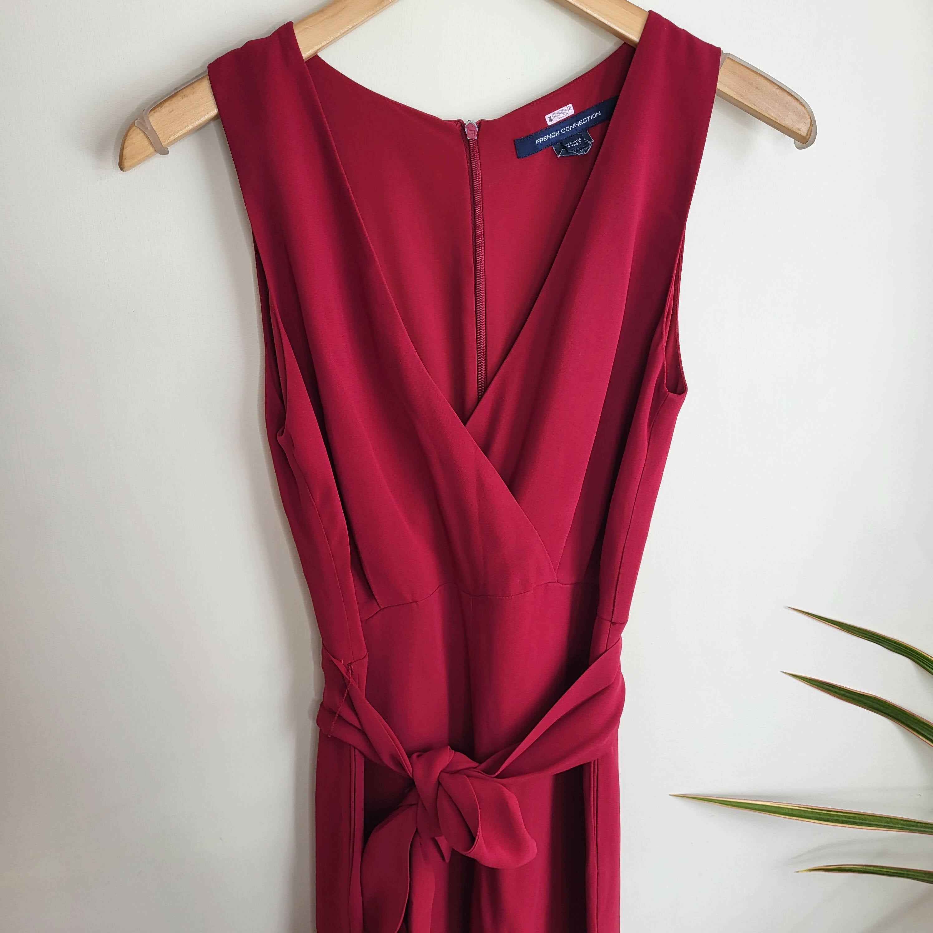 FRENCH CONNECTION Bessie Red Sleeveless Crepe Jumpsuit