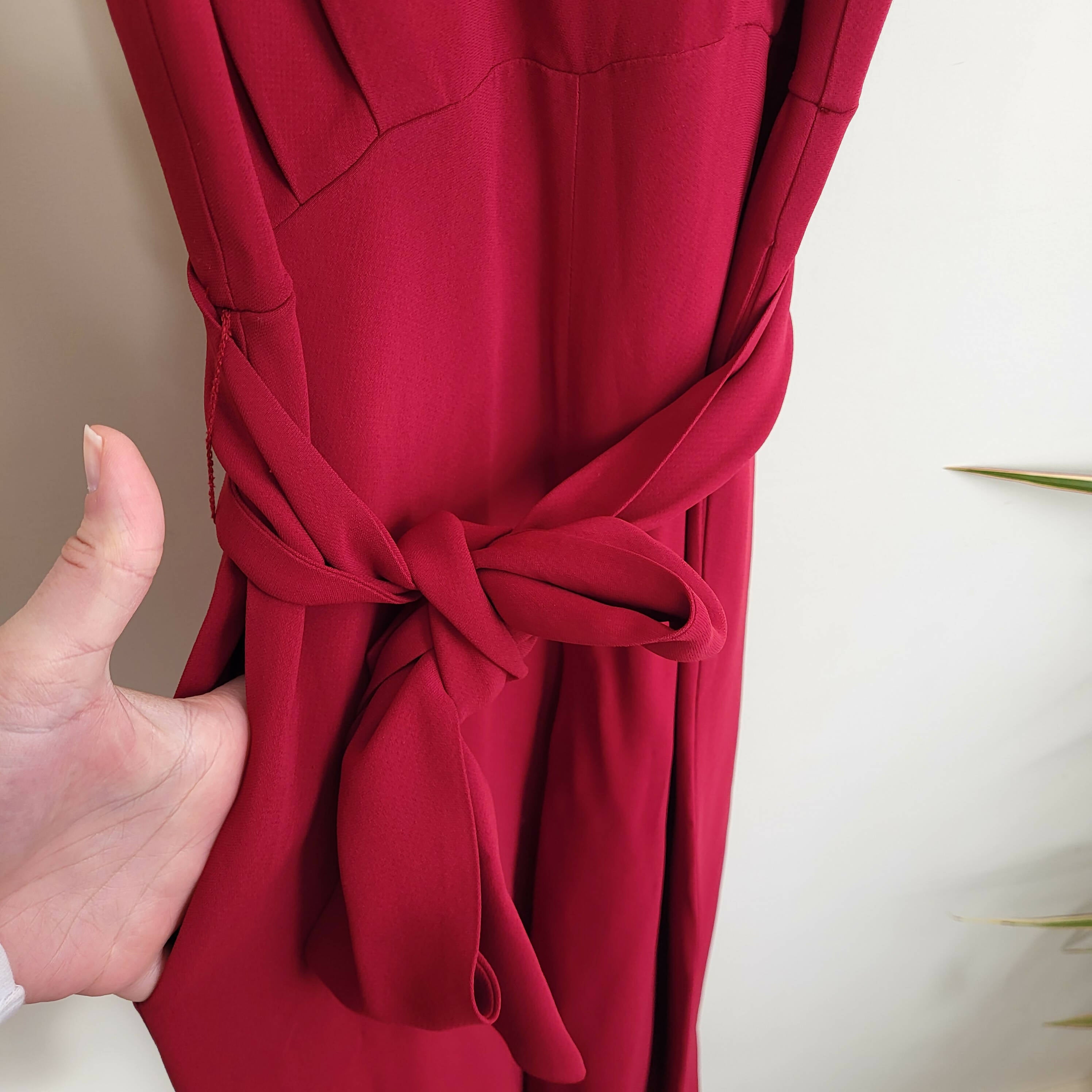 FRENCH CONNECTION Bessie Red Sleeveless Crepe Jumpsuit