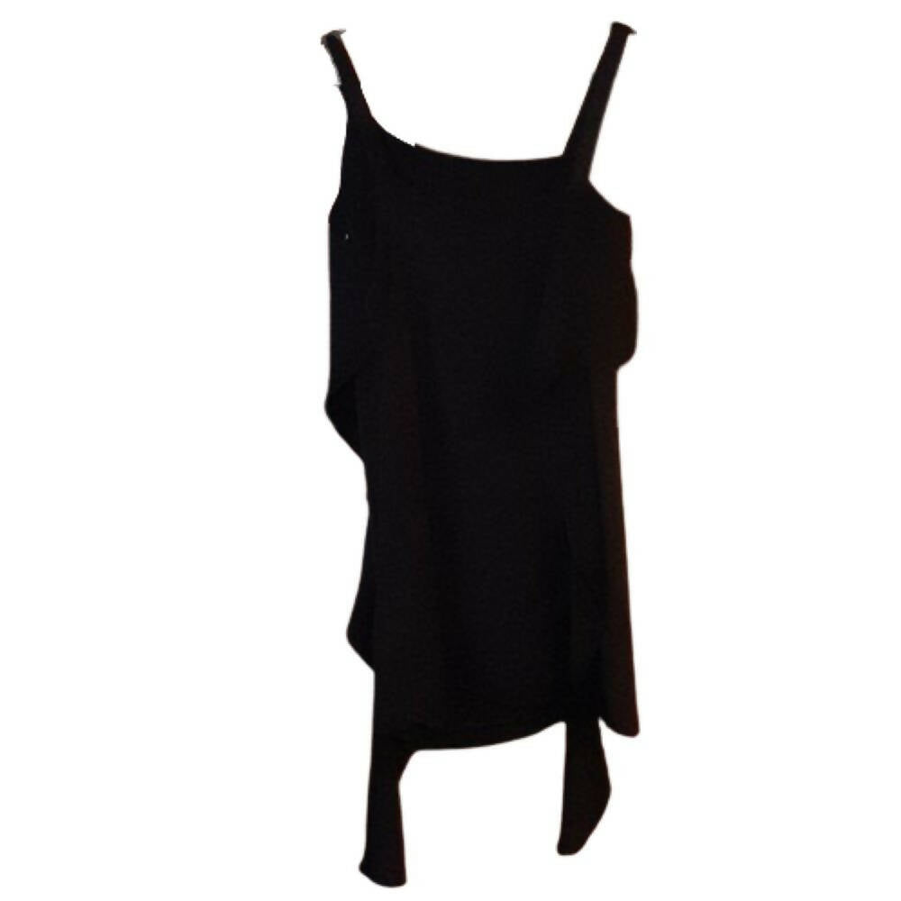 Milly Sleeveless Asymmetrical Draped Ruffle Dress - Black