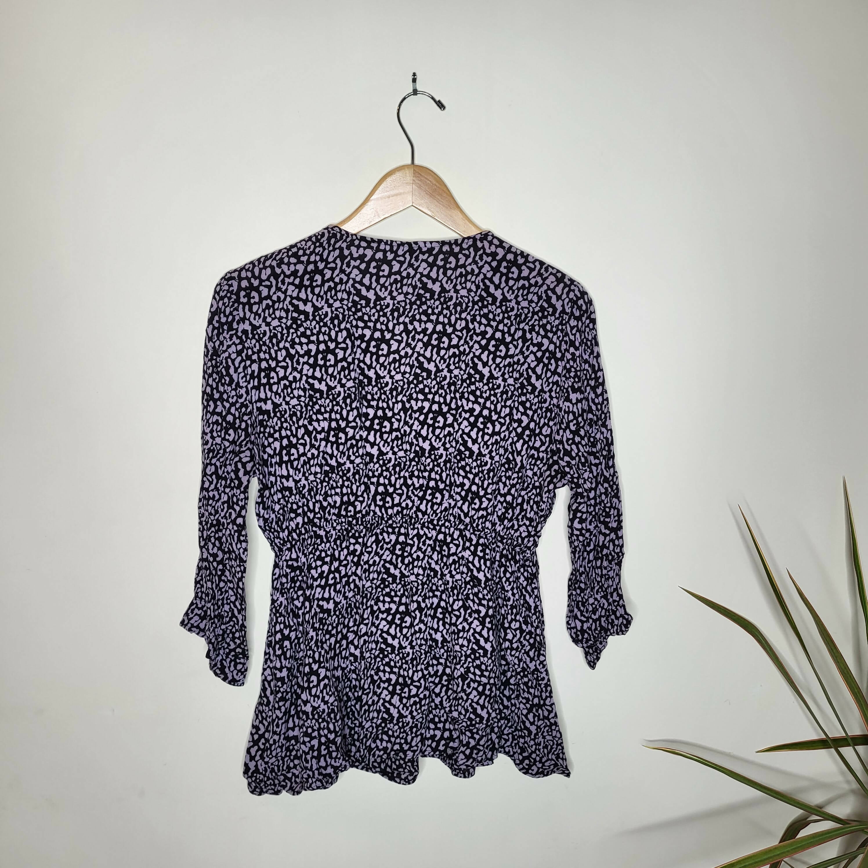 Ripe Maternity Maternity 3/4 Sleeve Wrap Blouse - Abstract - Black Multi/Black/Gray