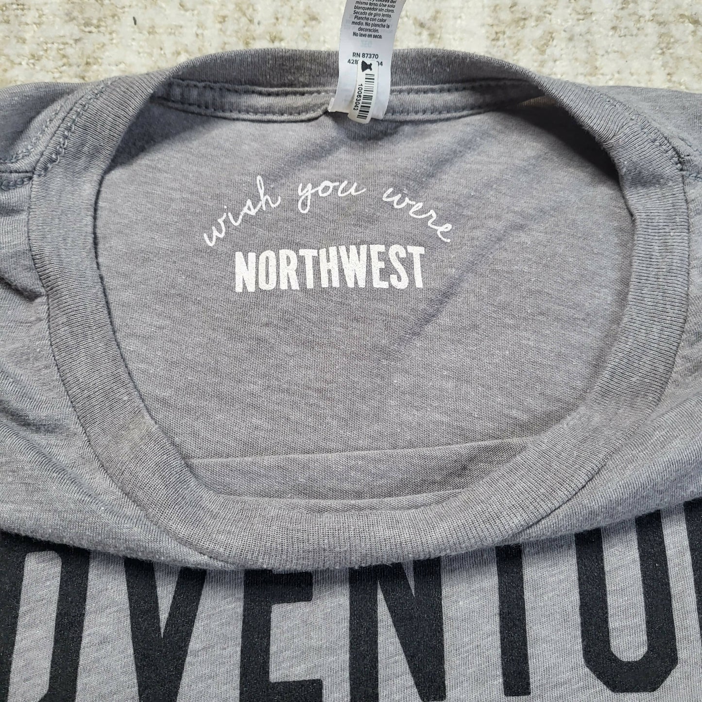 Wish You Were Northwest Adventure Then Pizza Tee - Gray - XXL