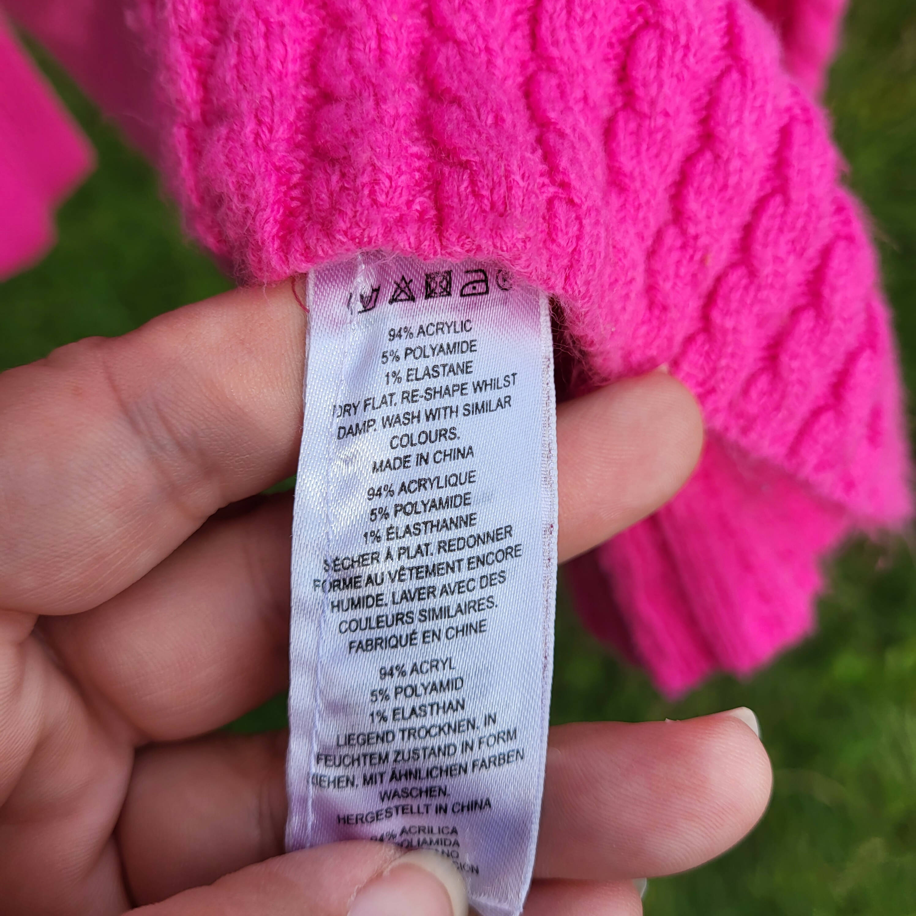 French Connection Babysoft Cable Knit High Neck Sweater - Cable Knit - Pink/Bright Prosecco Pink - S