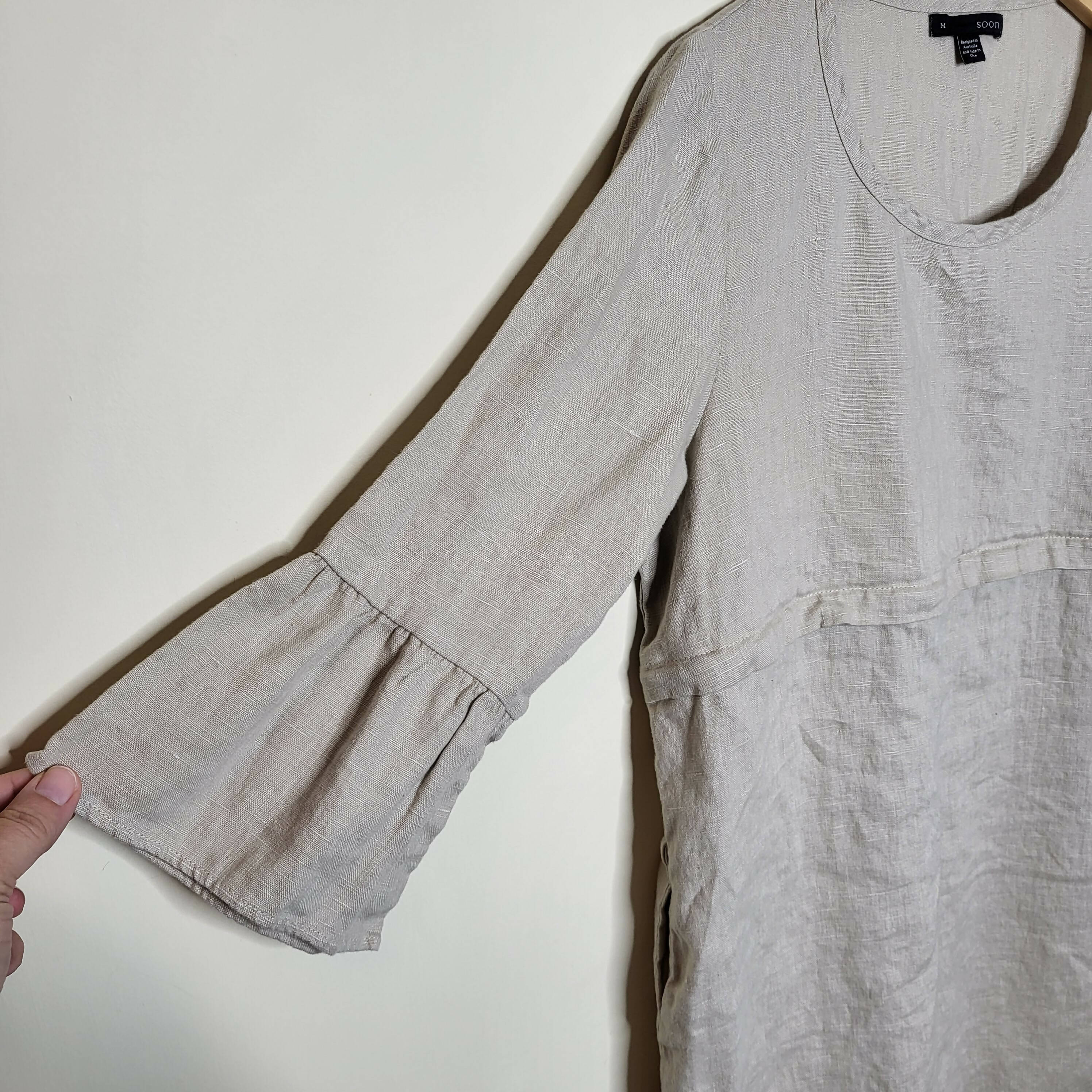 Soon Maternity Rubi Linen Nursing Dress - /Beige