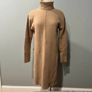 Naadam Cashmere Turtleneck Side Slits Midi Dress