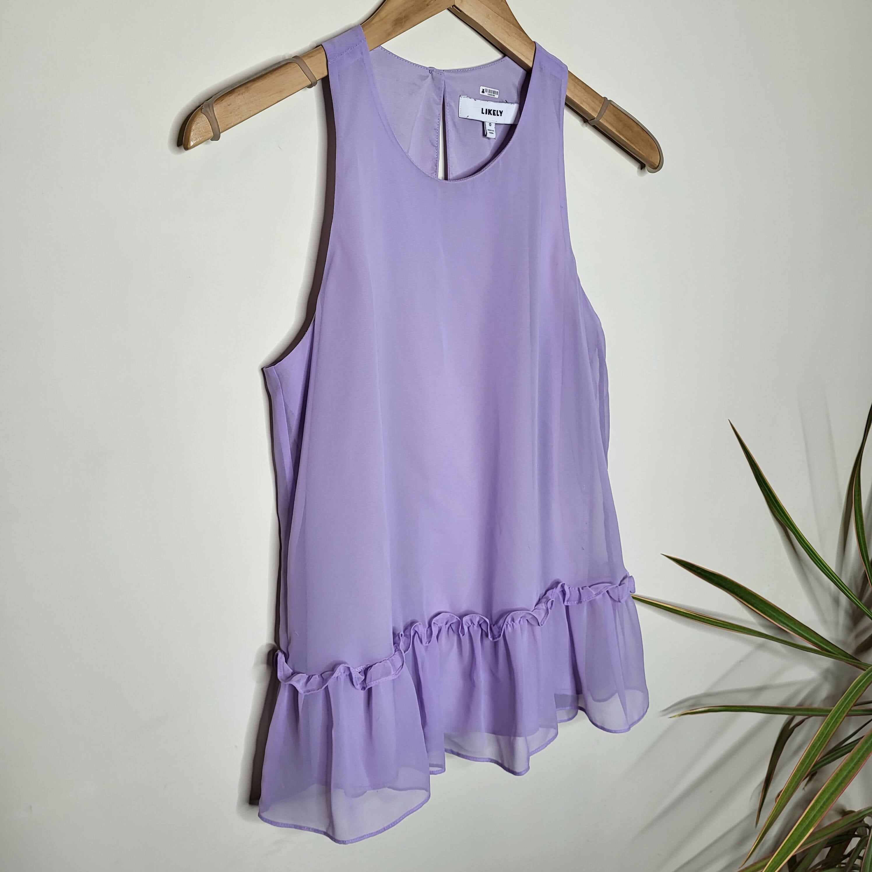 Likely Sleeveless Racerback Chiffon Peplum Blouse - Purple