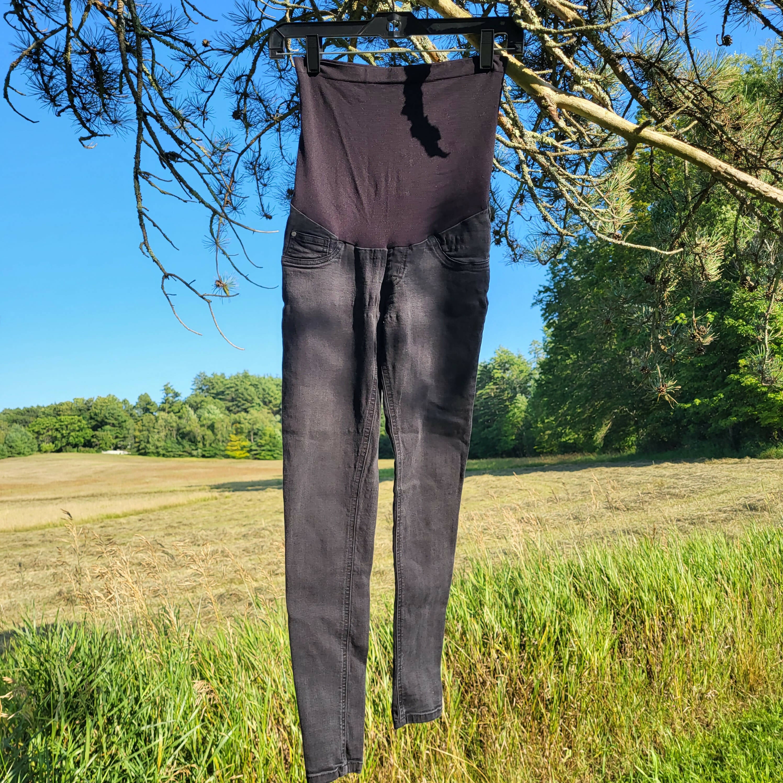 Indigo Blue Skinny Maternity Denim Jeans Black - XS