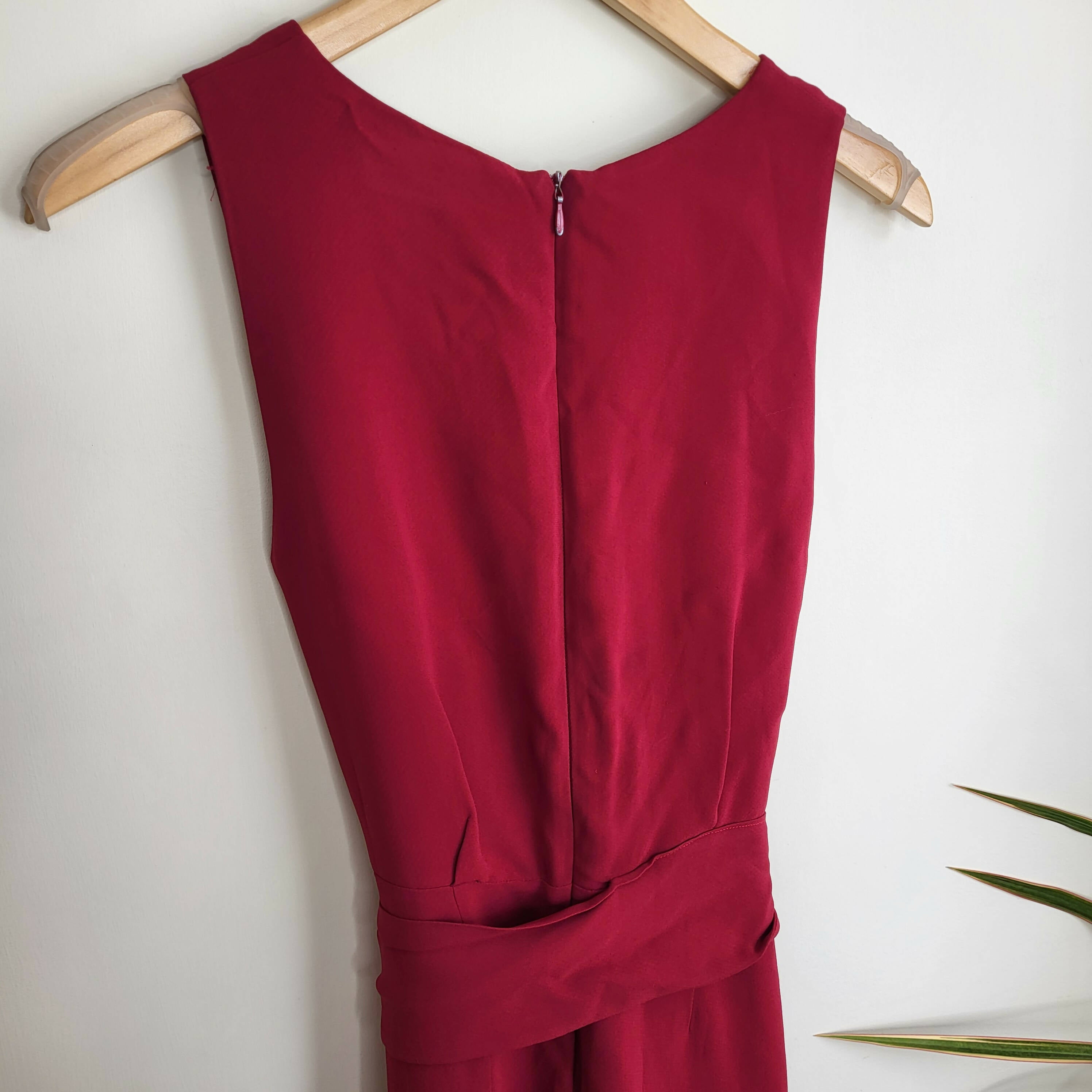 FRENCH CONNECTION Bessie Red Sleeveless Crepe Jumpsuit
