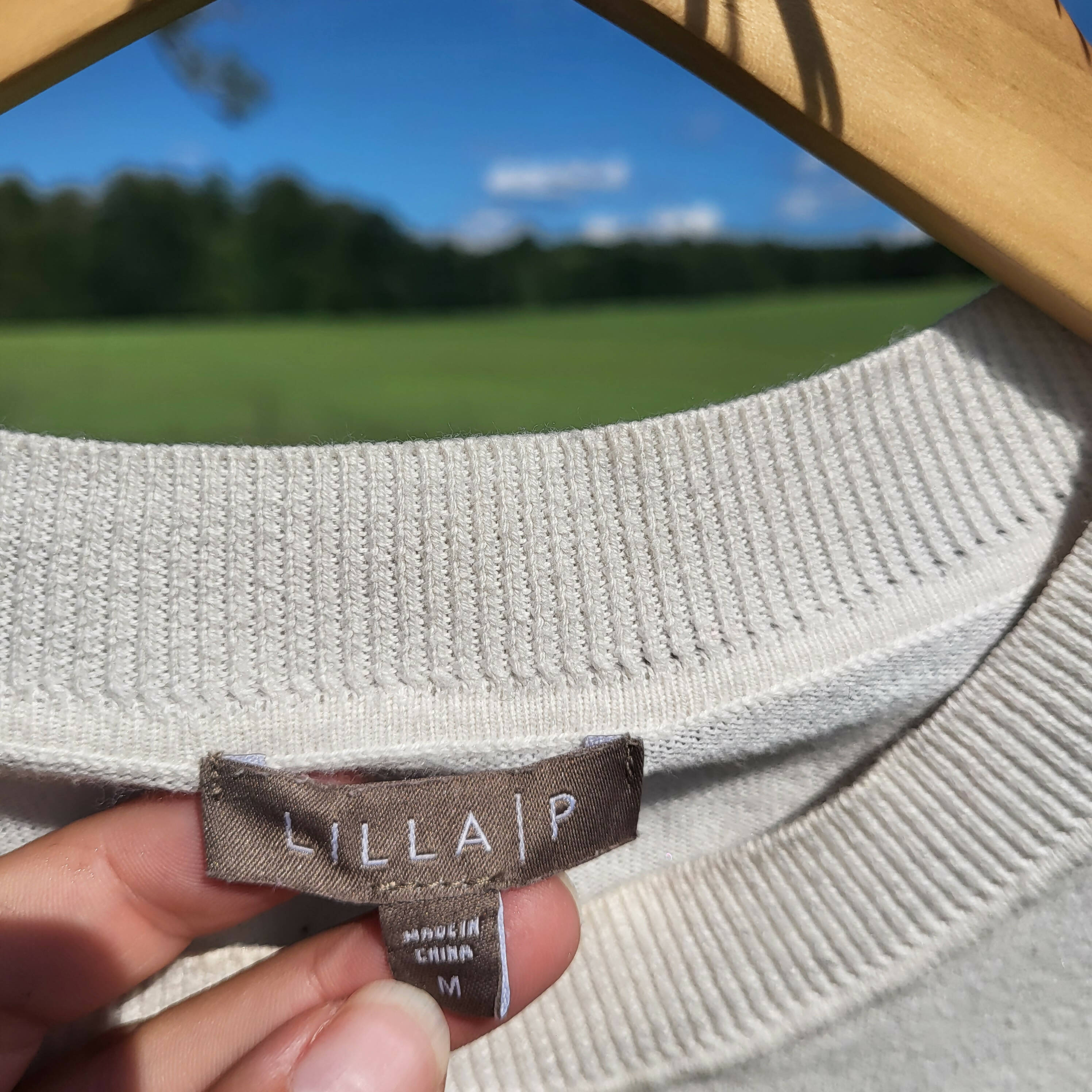 Lilla P Easy Striped Crewneck Sweater - Stripes - Multi/Orchid Multi - M