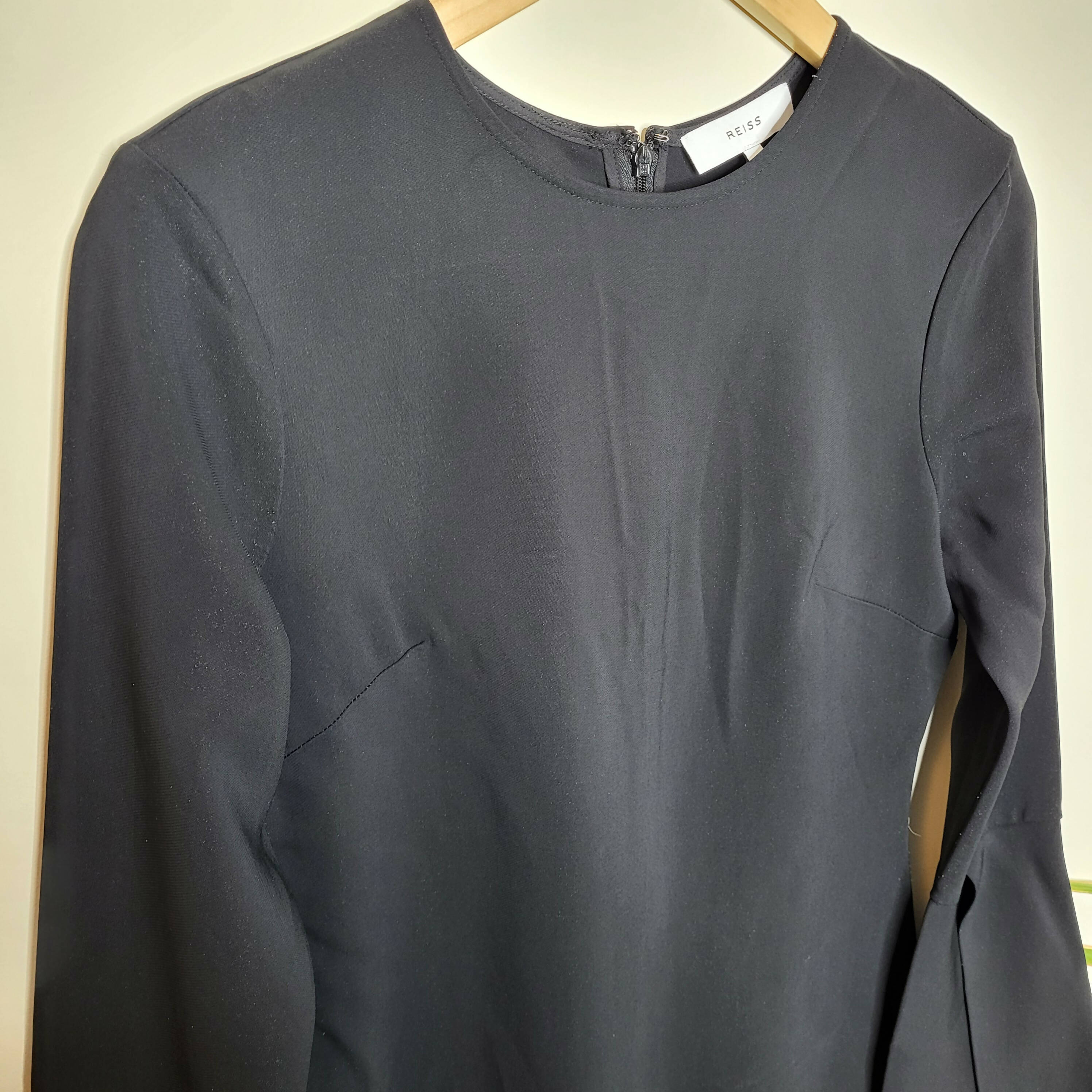 Reiss Fluted Long Sleeve Annie Midi Sheath Dress - Black