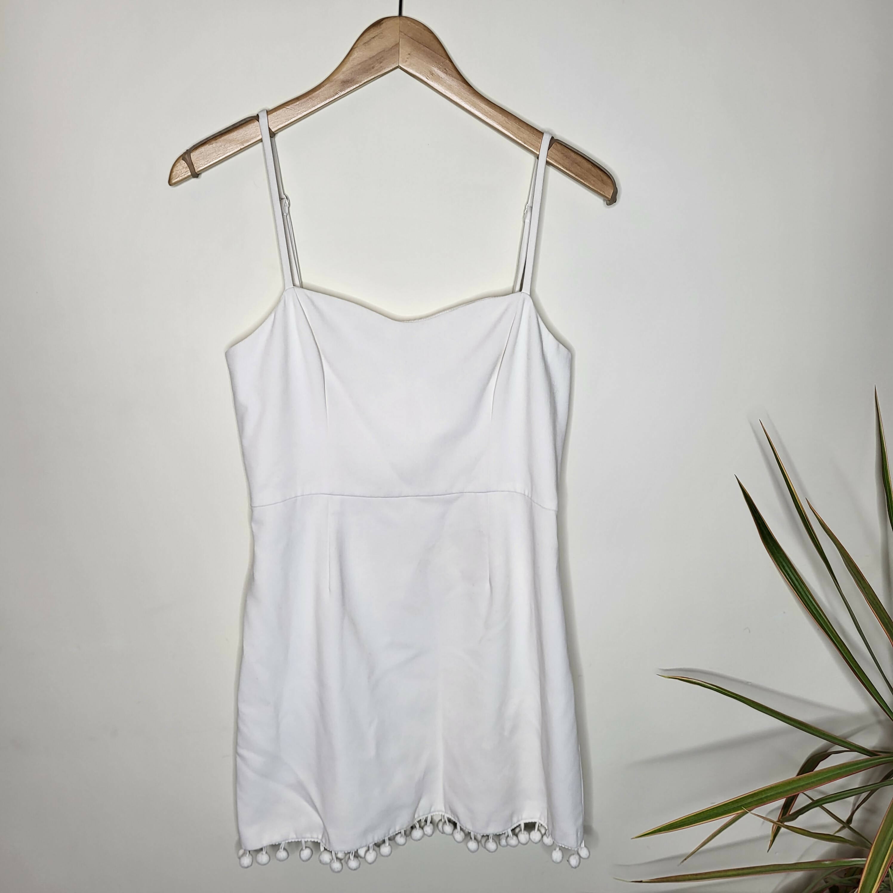 French Connection Whisper Pom Pom Strappy Dress