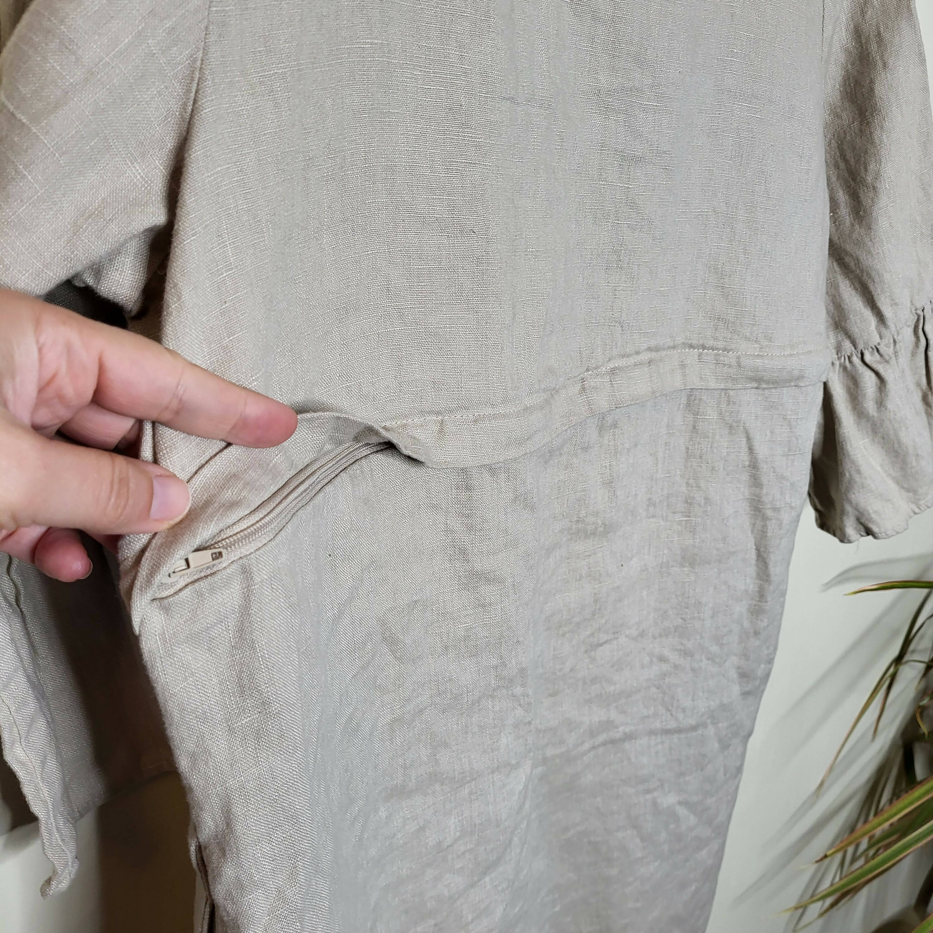 Soon Maternity Rubi Linen Nursing Dress - /Beige
