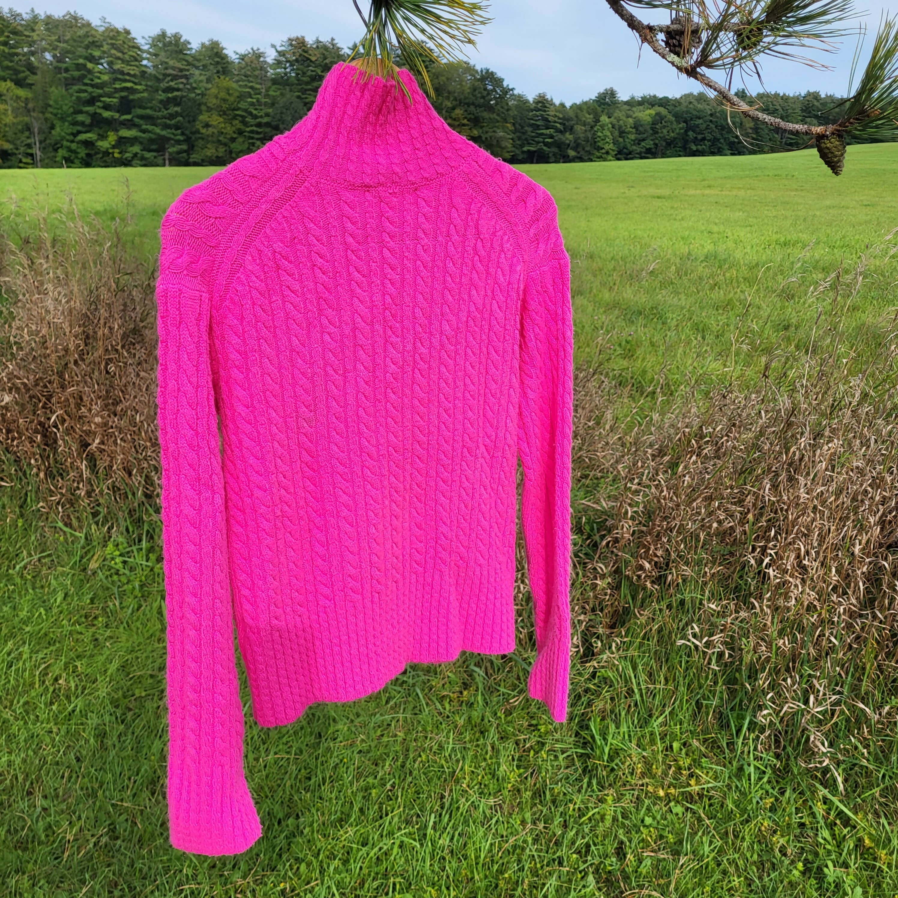 French Connection Babysoft Cable Knit High Neck Sweater - Cable Knit - Pink/Bright Prosecco Pink - S