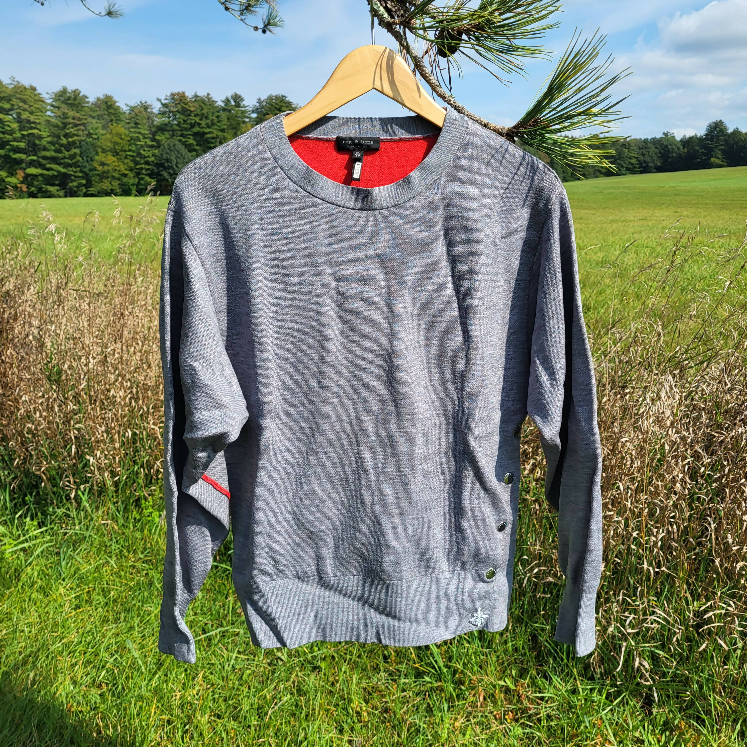 Rag & Bone Long Sleeve Side-Button Merino Wool Sweater