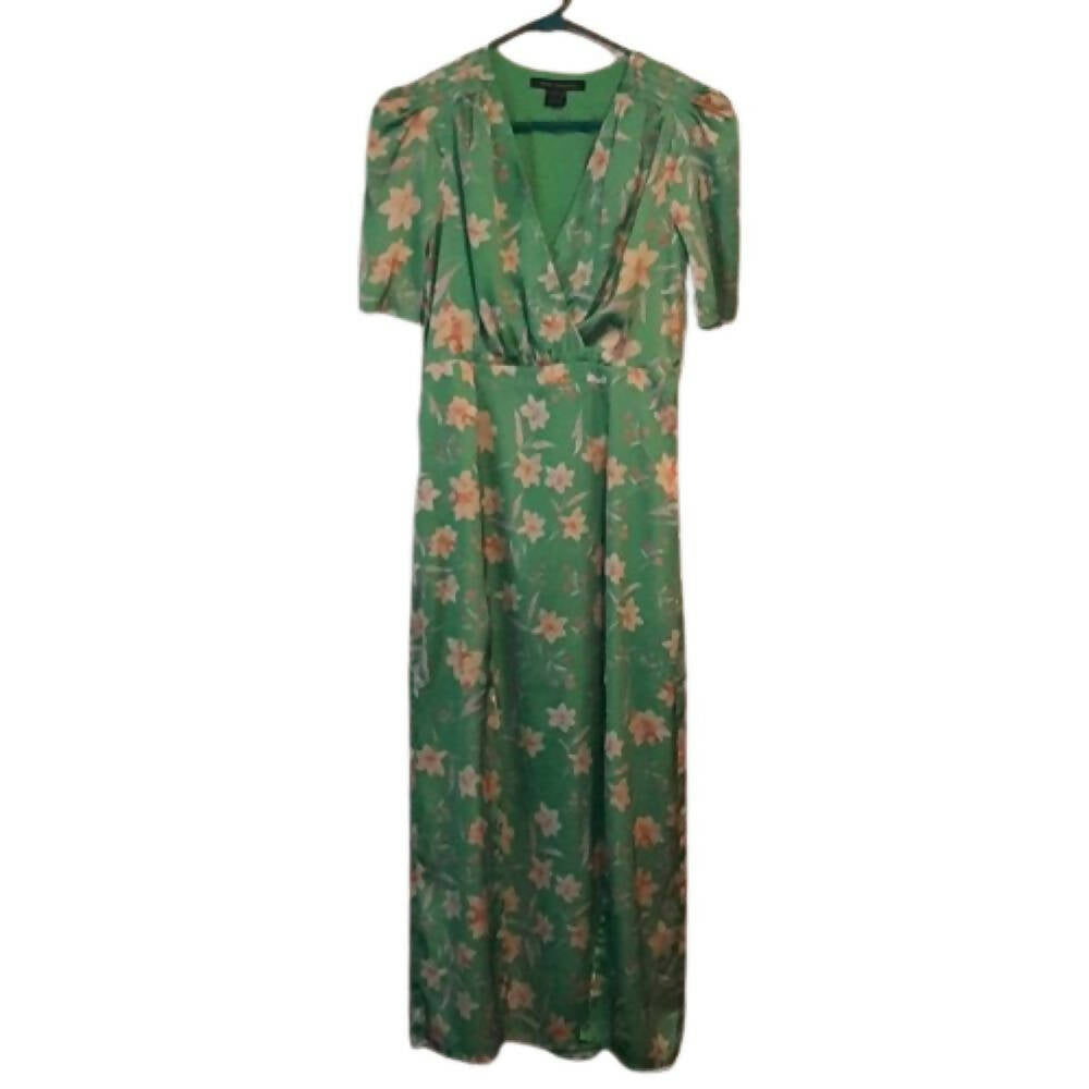French Connection Camille Wrap Midi Dress - Floral - Green Multi/Poise Green