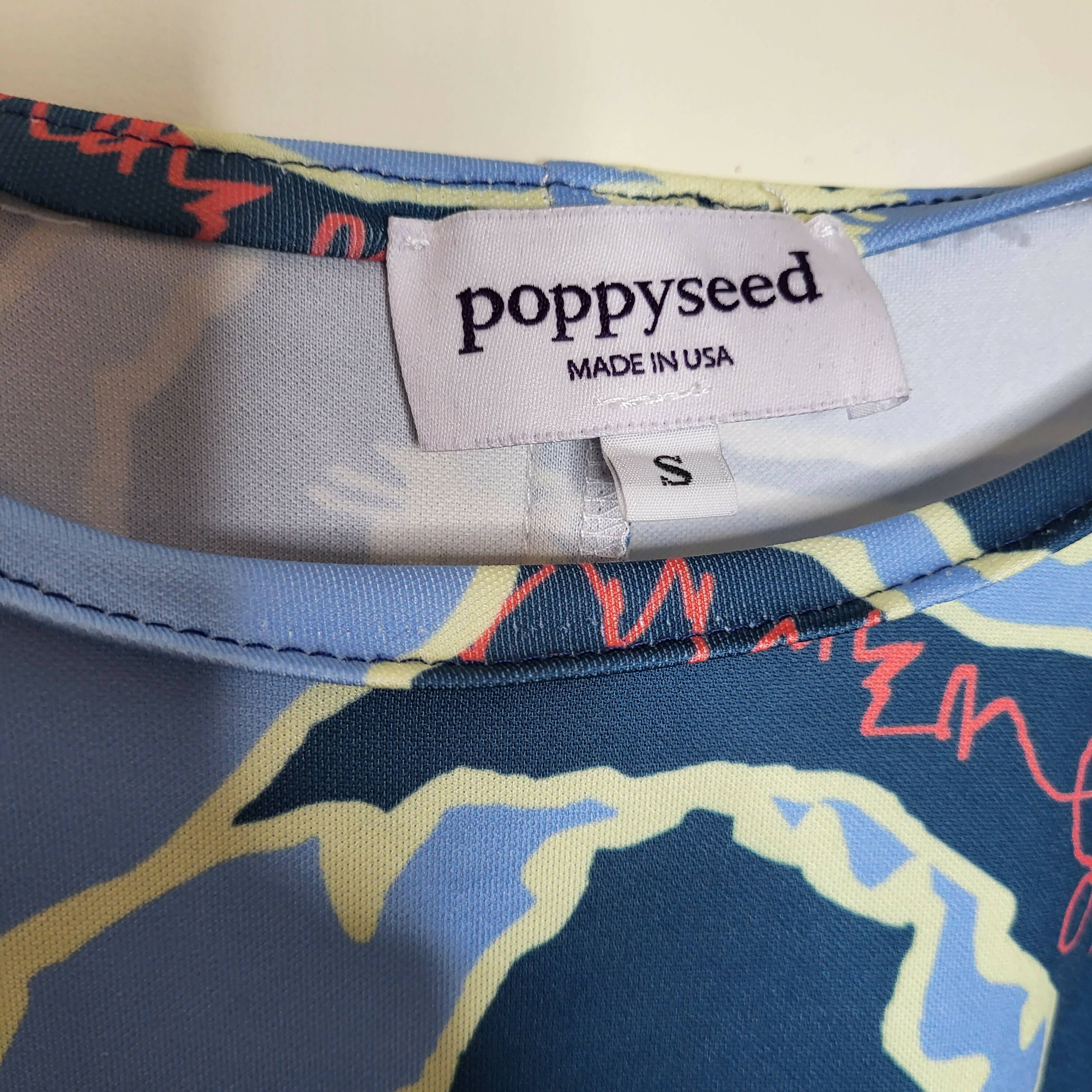 Poppyseed Maternity 3/4 Sleeve Adjustable Waist Floral Dress - Floral - Blue Multi