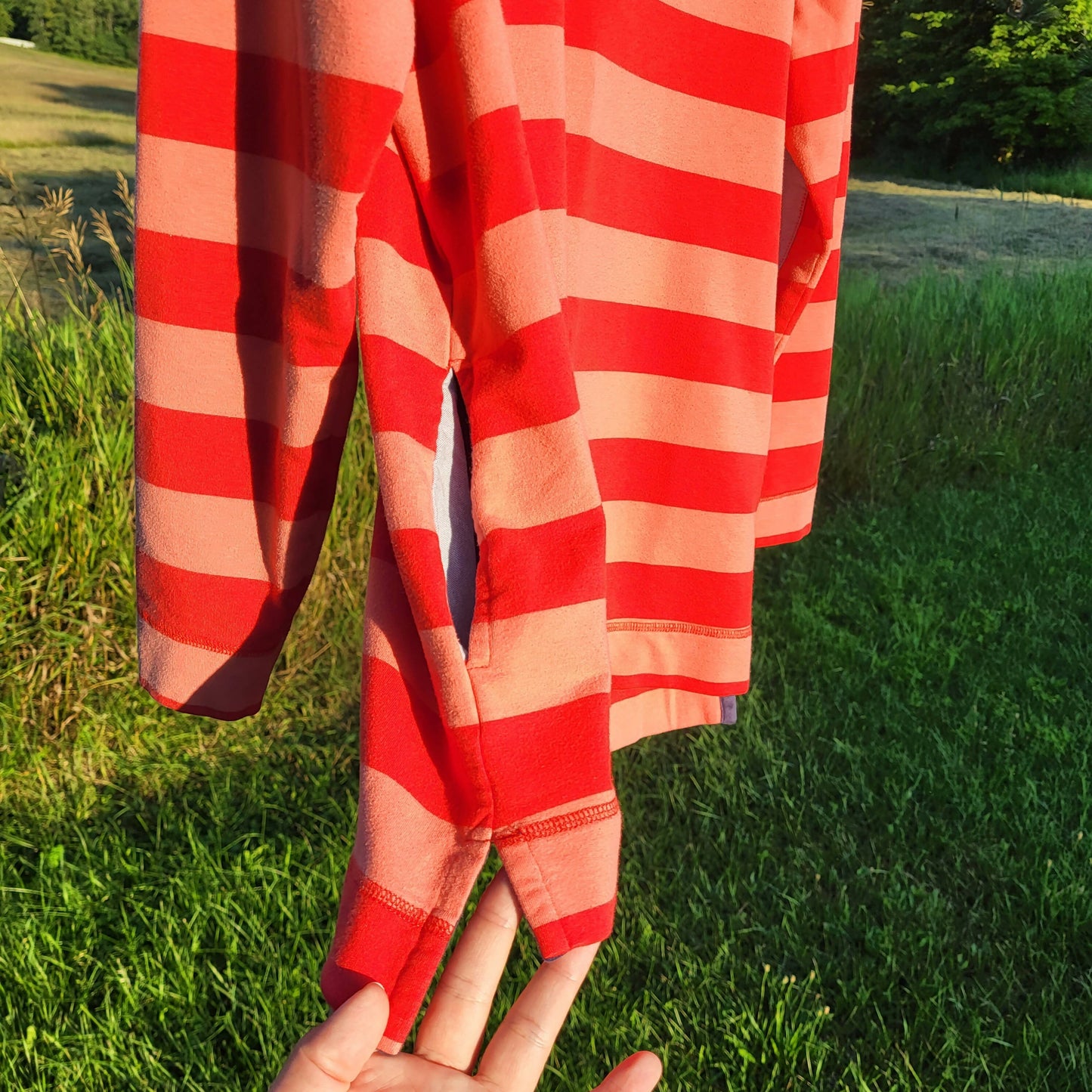 Southern Tide Long Sleeve Skiptide Pullover Button-Down Shirt - Stripes - Pink Multi/Fire Red - M
