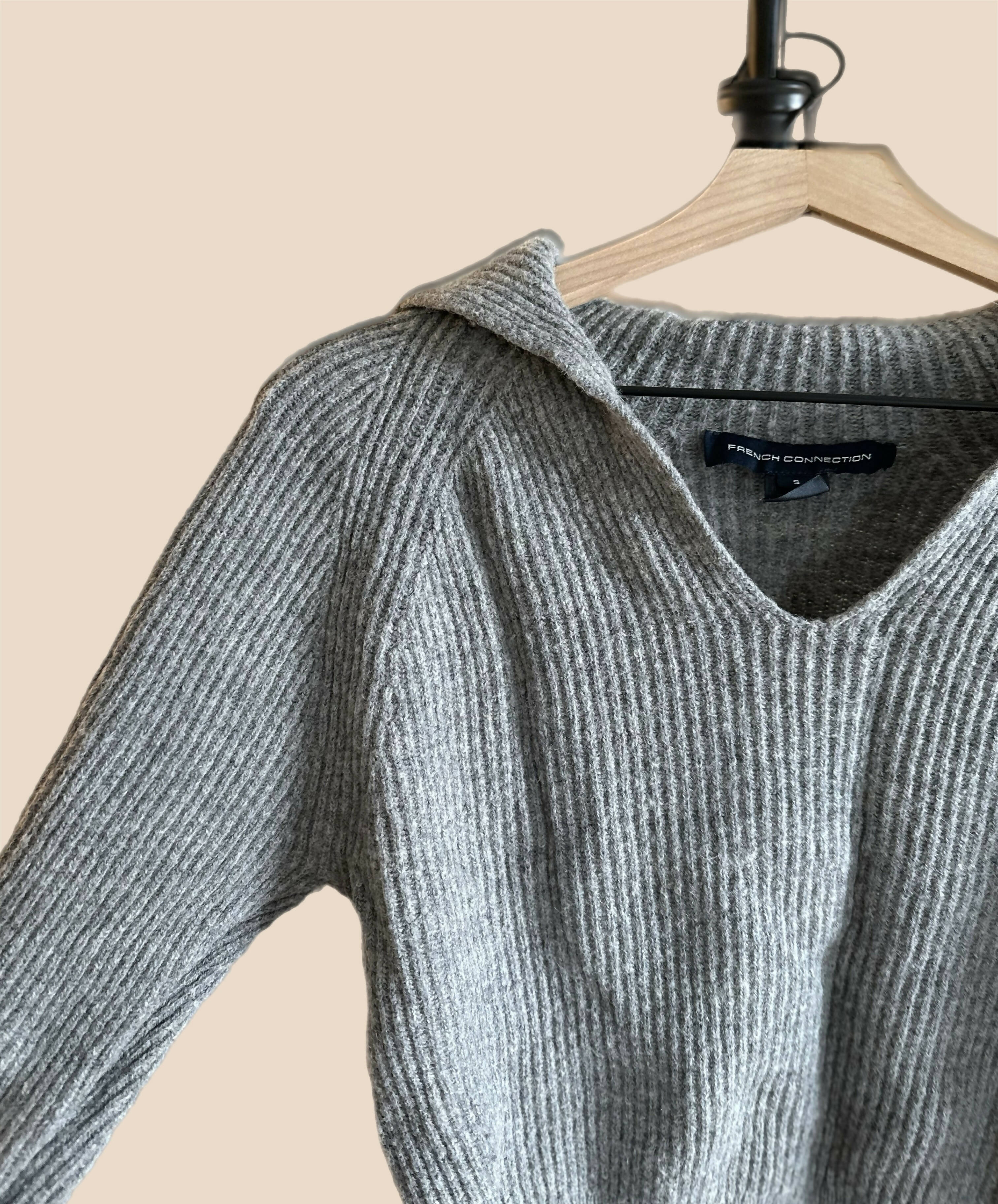 French Connection V-neck Shawl Collar Sweater