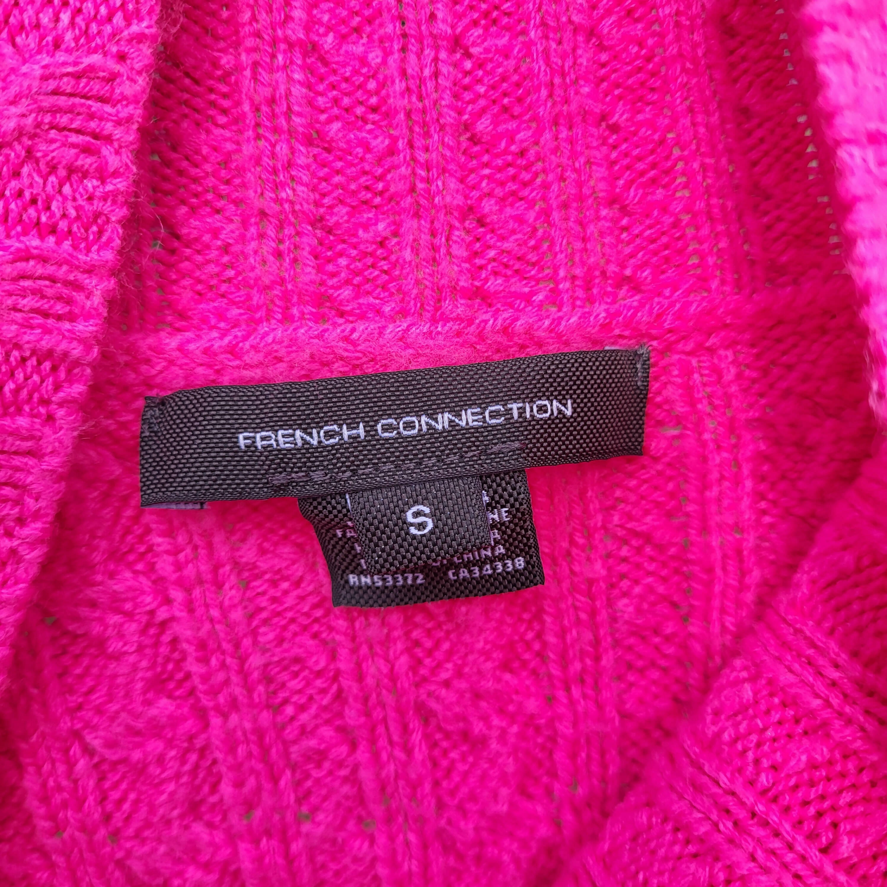 French Connection Babysoft Cable Knit High Neck Sweater - Cable Knit - Pink/Bright Prosecco Pink - S