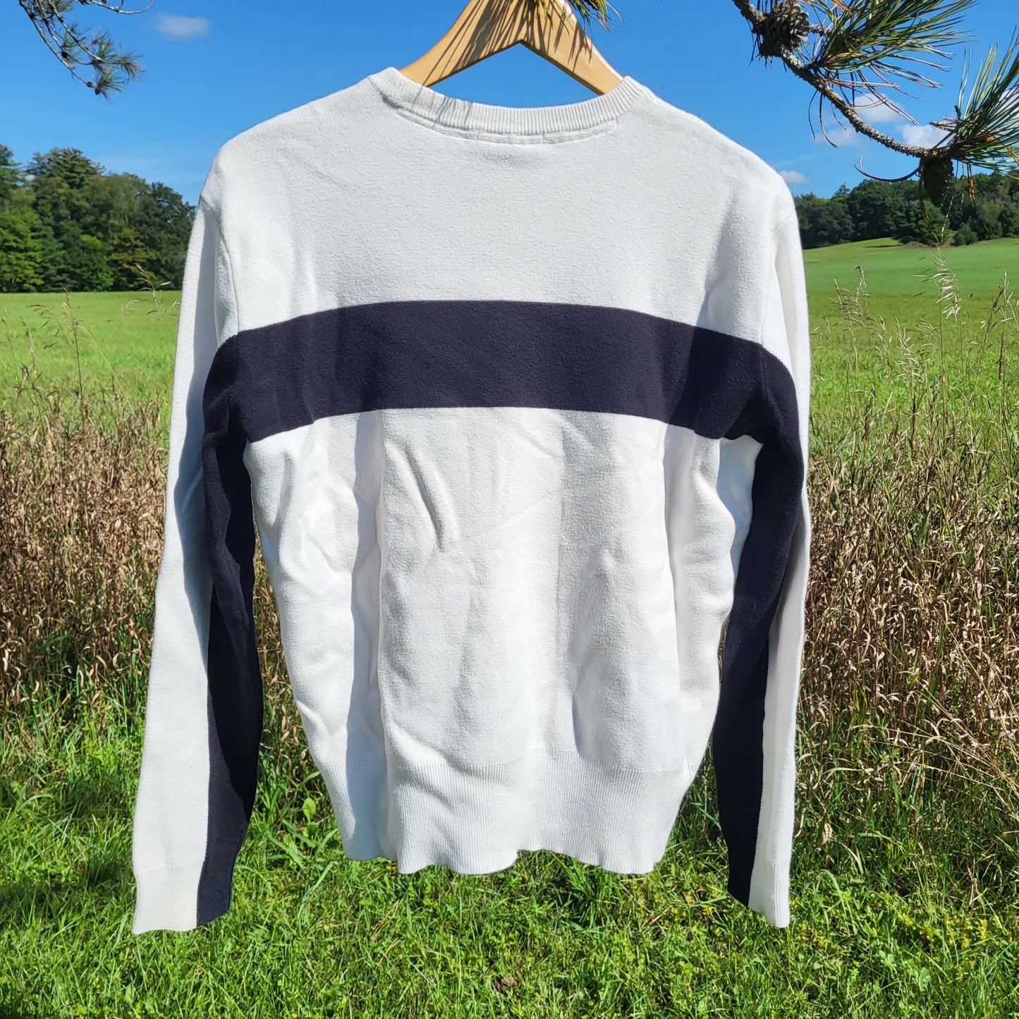 Scotch & Soda Contrast Stripe Side Zip Sweater - Stripes - White Multi/Off White - S