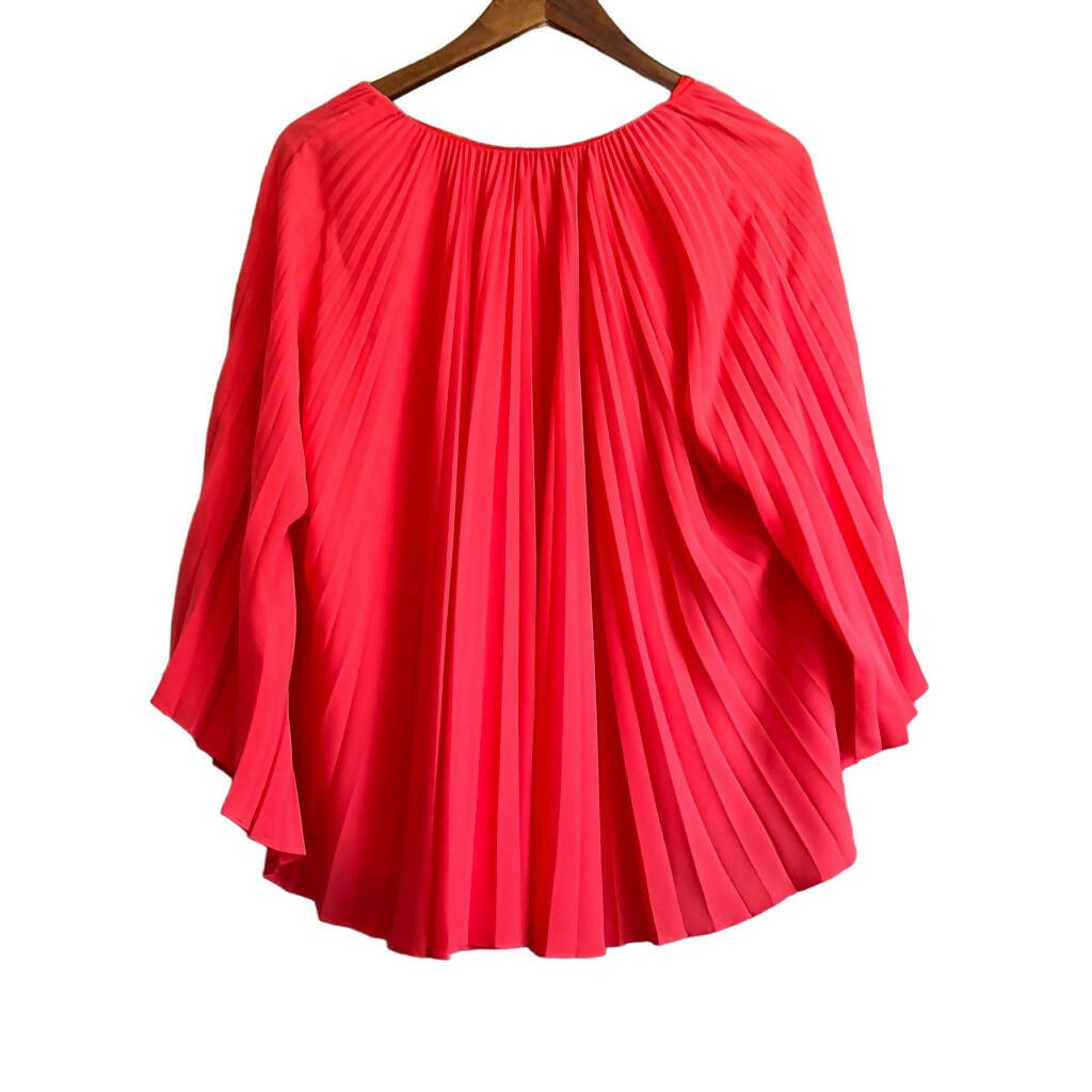 Trina Turk 3/4 Sleeve Pleated Poncho Blouse - Red
