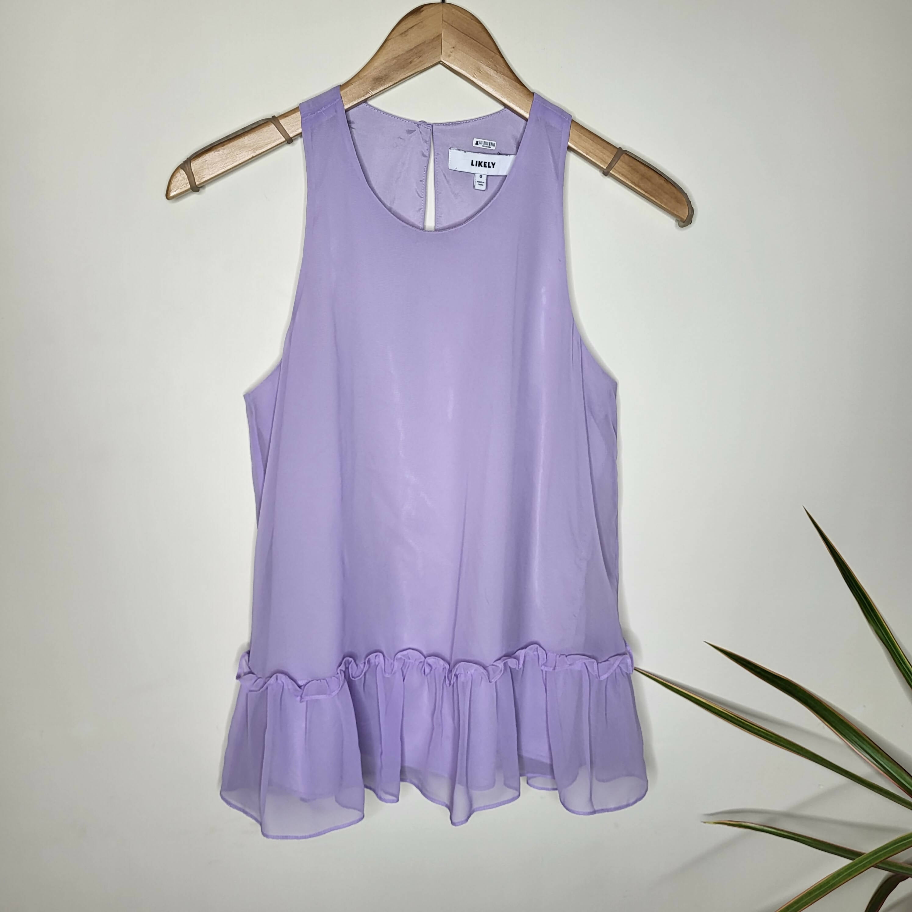 Likely Sleeveless Racerback Chiffon Peplum Blouse - Purple