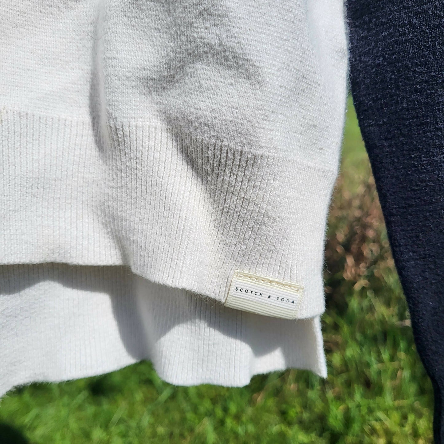 Scotch & Soda Contrast Stripe Side Zip Sweater - Stripes - White Multi/Off White - S