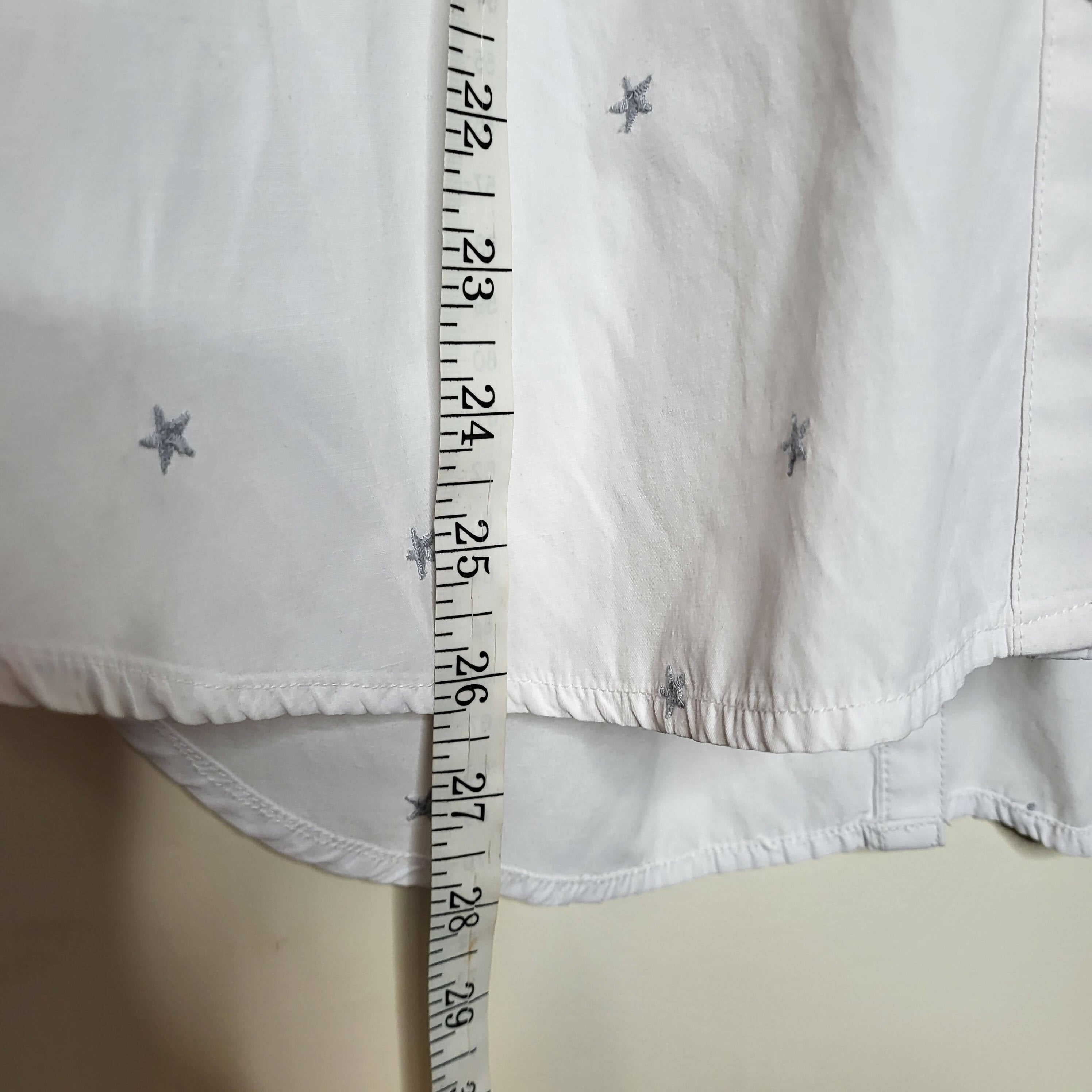 Led Maternity Long Sleeve Collared Button-Down Shirt - Abstract - White