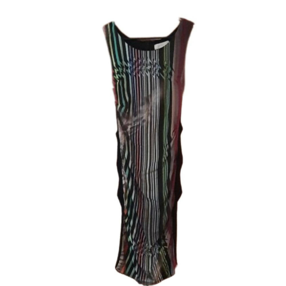 Nicole Miller NY Sleeveless Scoop Neck Striped Sheath Dress - Stripes - Black Multi