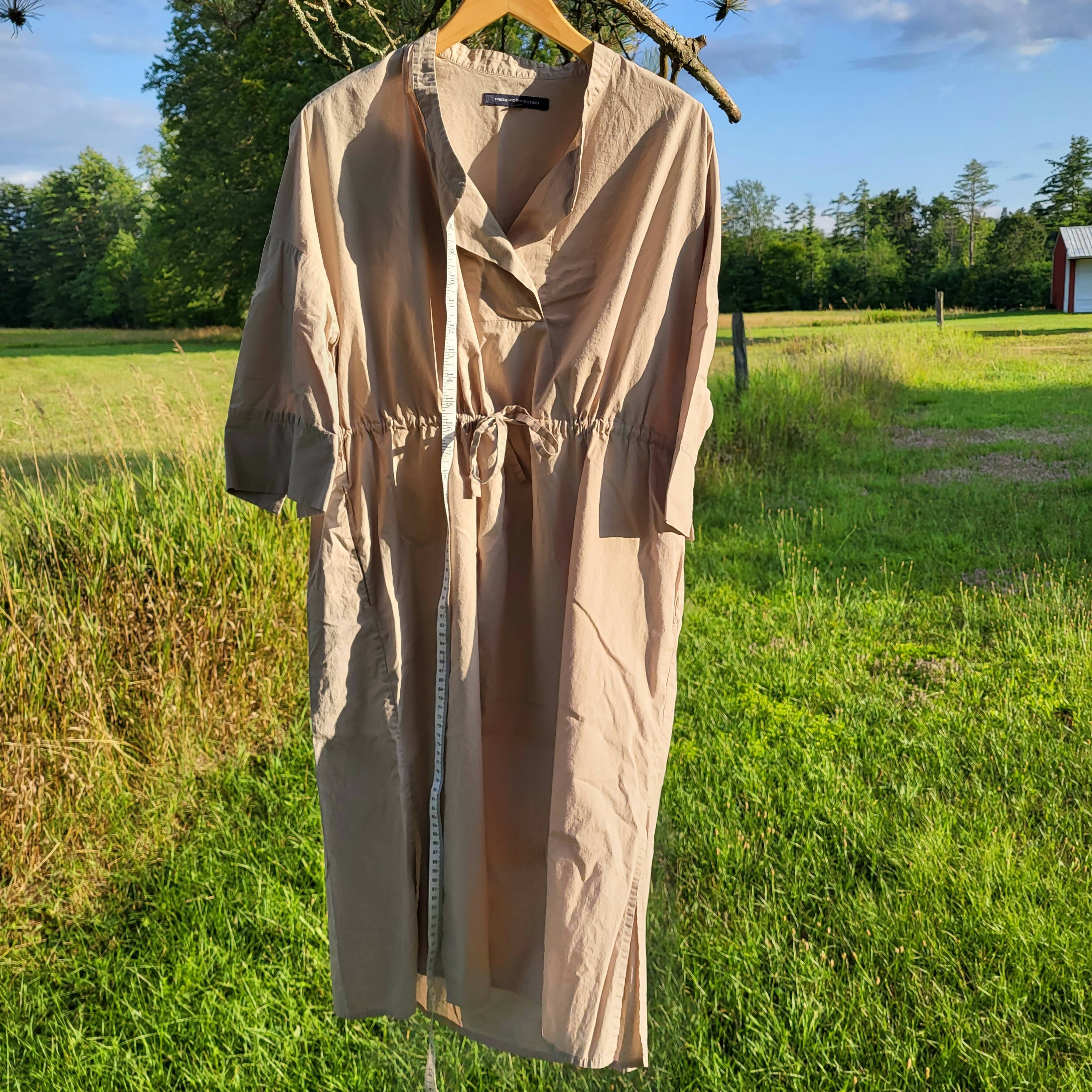 French Connection Adoni Drawstring Waist Shirtdress - /Beige - S