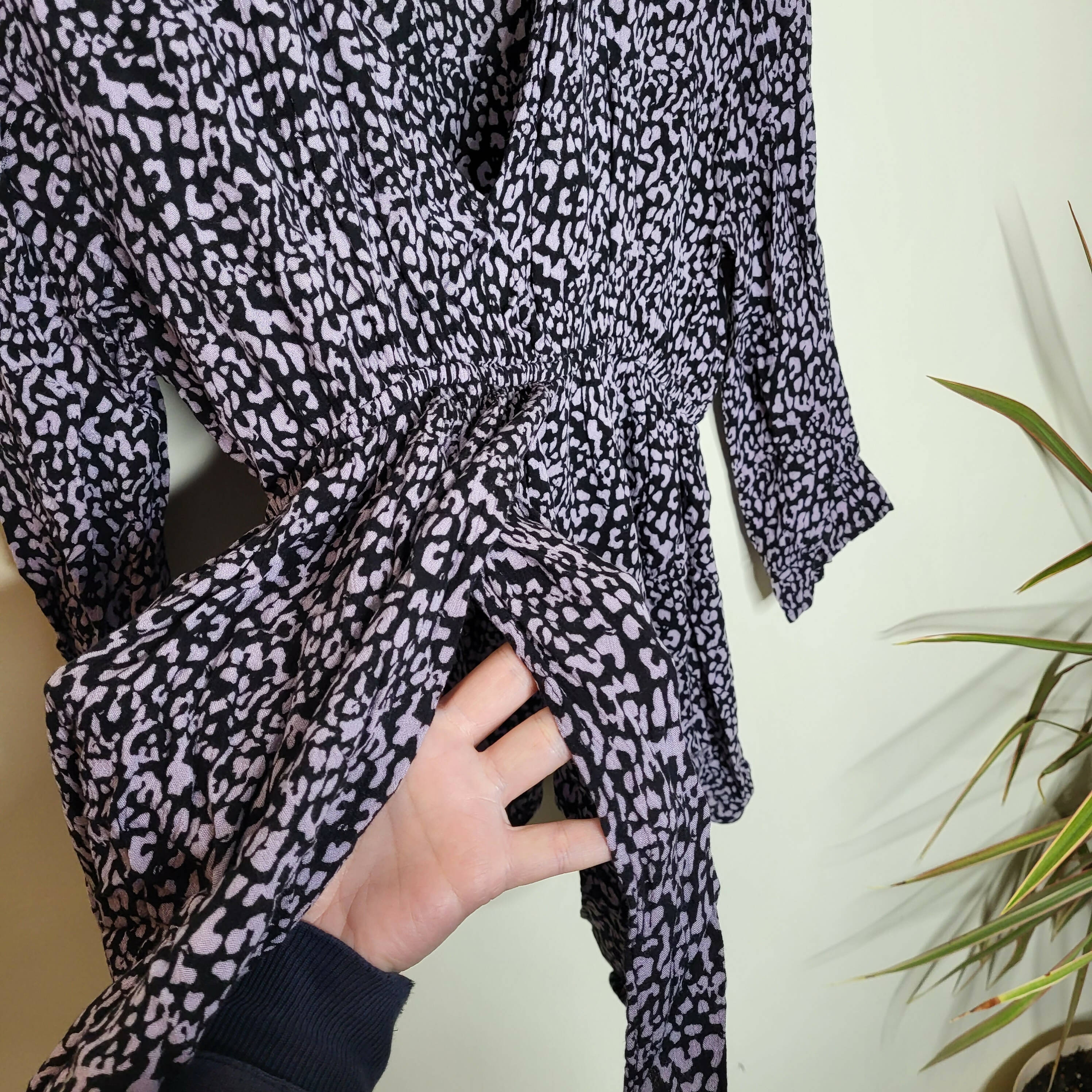 Ripe Maternity Maternity 3/4 Sleeve Wrap Blouse - Abstract - Black Multi/Black/Gray