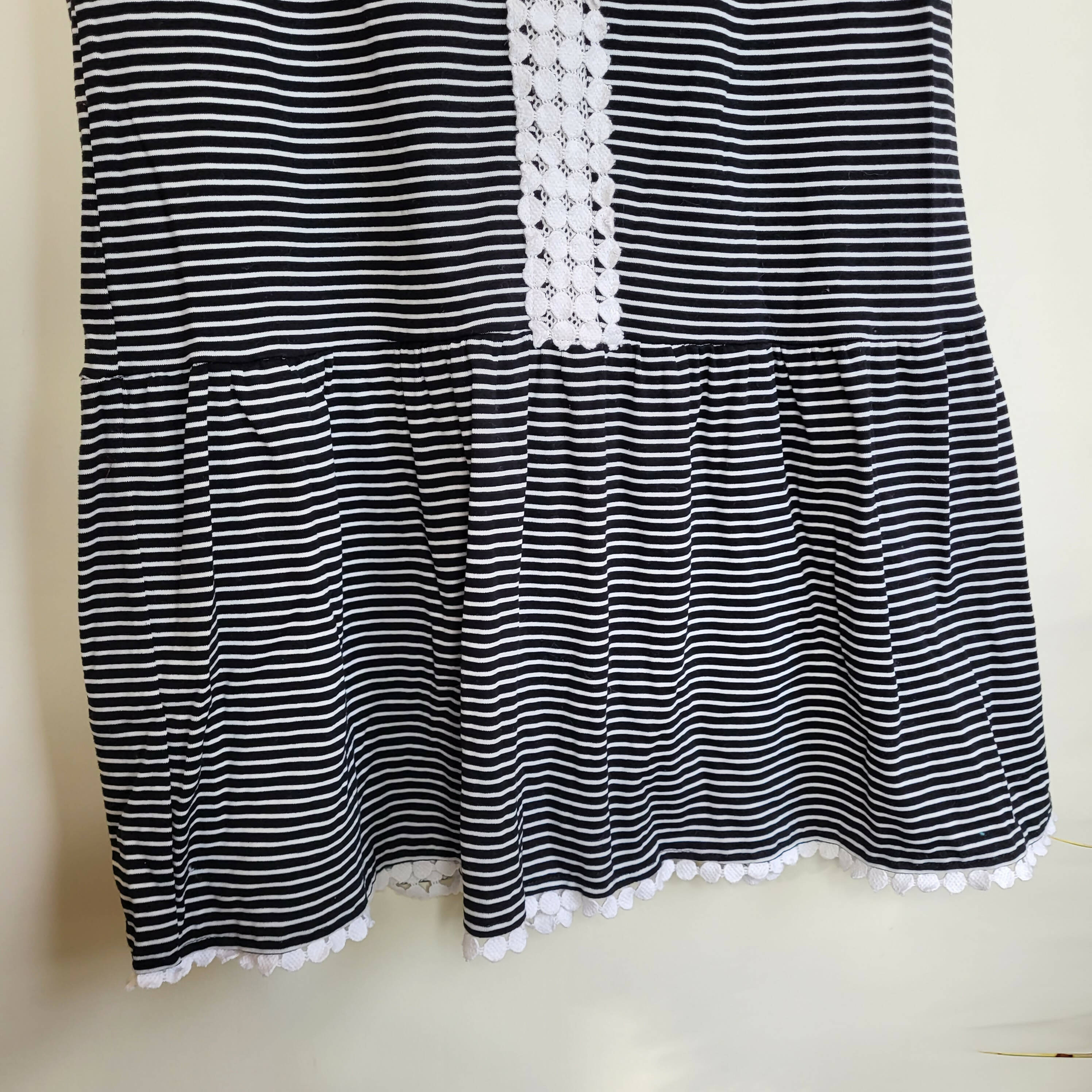 N Nicholas Sleeveless Dropped Waist Embroidered Cotton Dress - Stripes - Multi