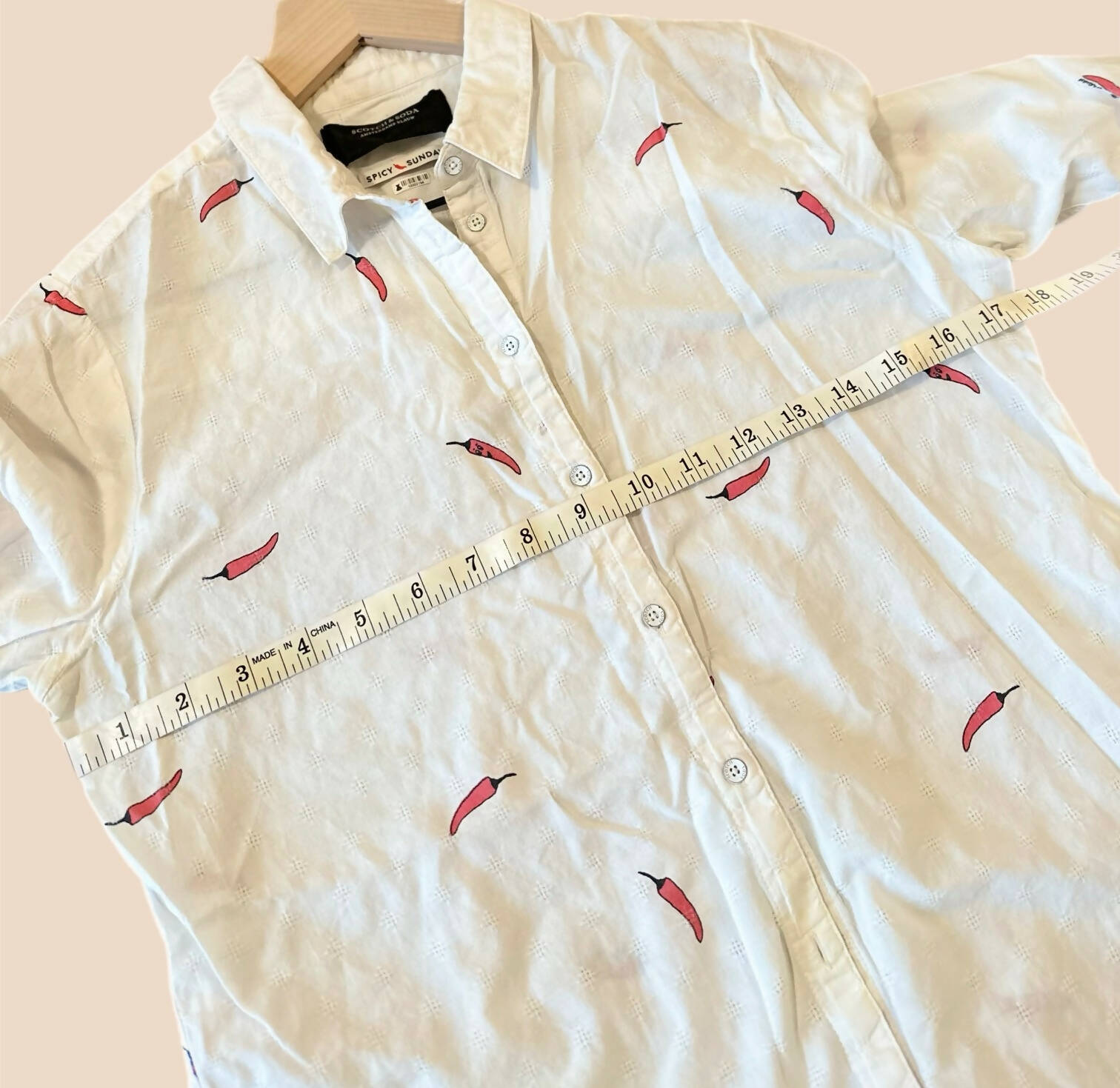 Scotch & Soda Dobby Weave Long Sleeve Button-Down Shirt - Abstract - White Multi/Combo C