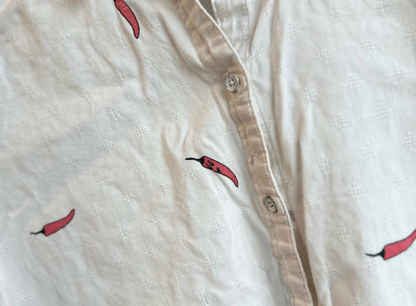 Scotch & Soda Dobby Weave Long Sleeve Button-Down Shirt - Abstract - White Multi/Combo C