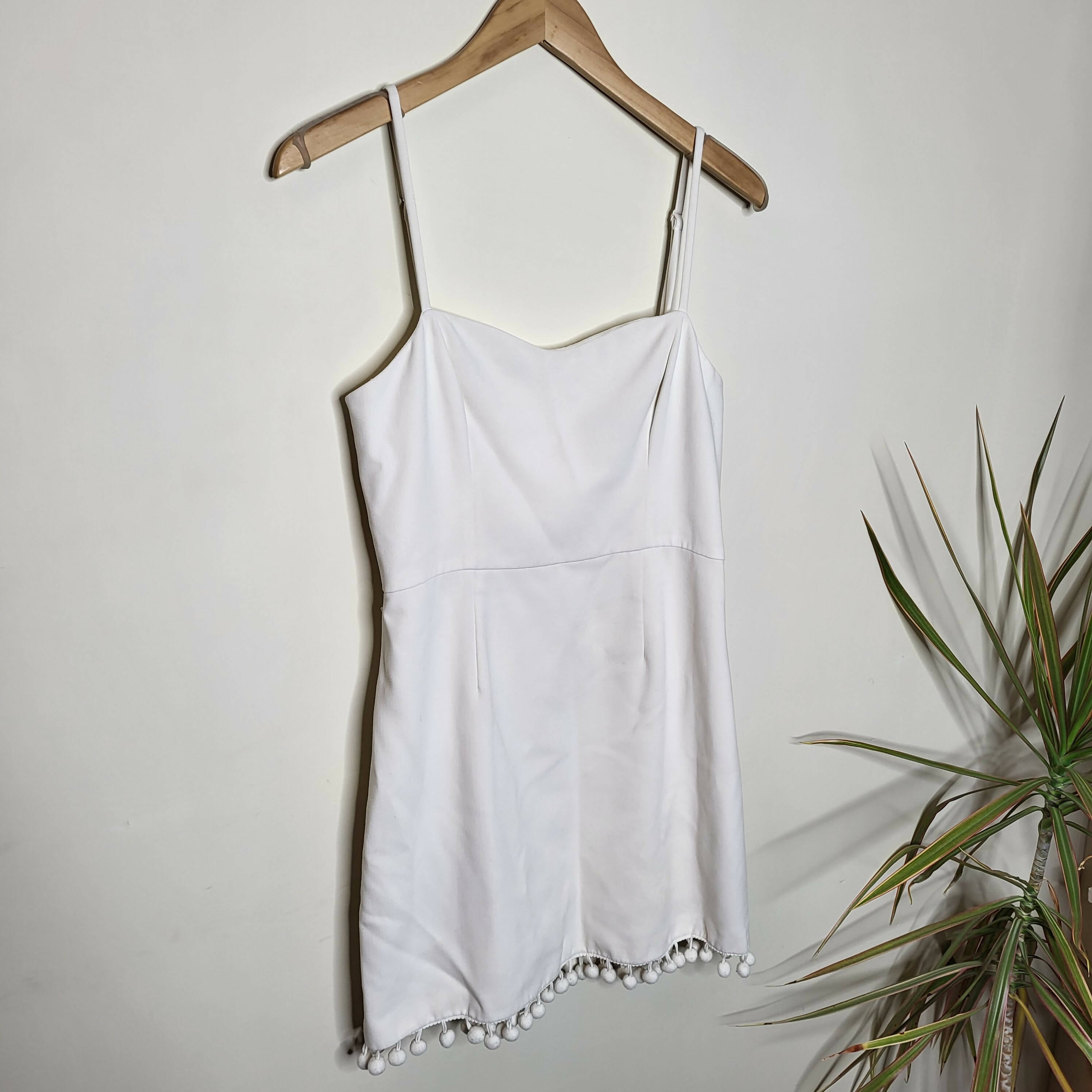 French Connection Whisper Pom Pom Strappy Dress