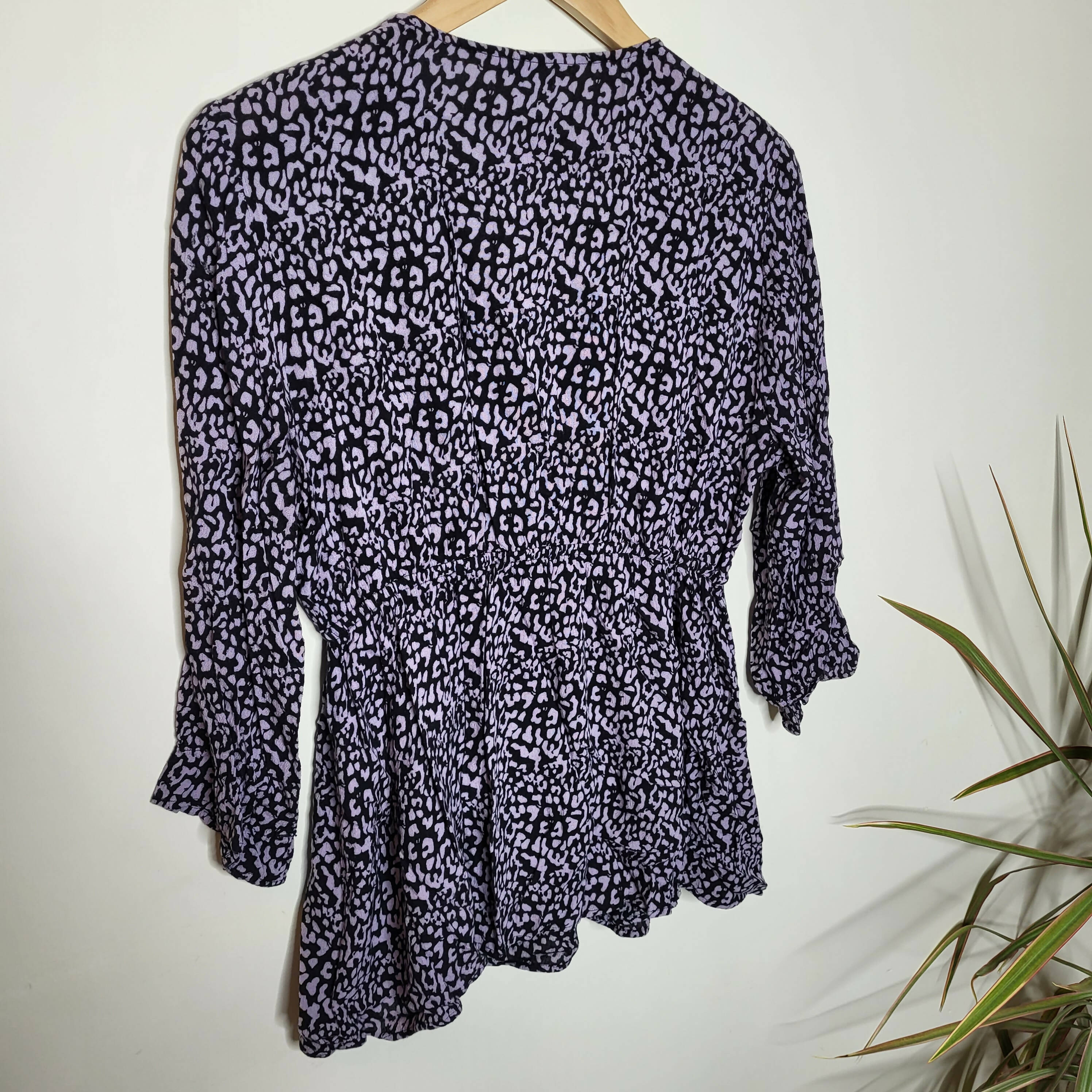 Ripe Maternity Maternity 3/4 Sleeve Wrap Blouse - Abstract - Black Multi/Black/Gray