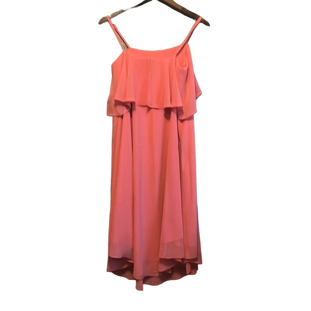 Paper Crown Spaghetti Strap Ruffled Midi Dress - Pink