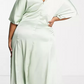 Asos Mint Satin Tie Front Maxi / 2XL