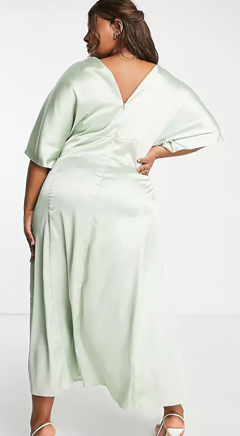 Asos Mint Satin Tie Front Maxi / 2XL