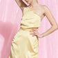 Lena Yellow Asymmetrical Satin Mini / M NWOT