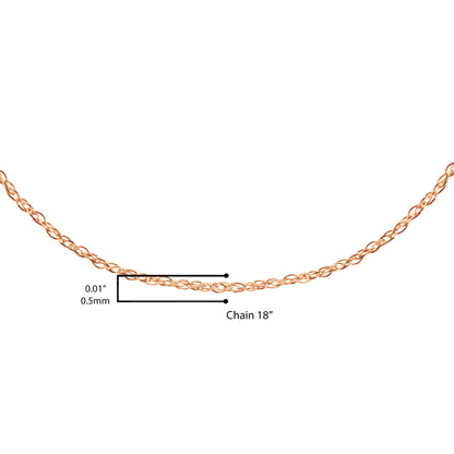 Haus of Brilliance Solid 10K Rose Gold 0.5mm Rope Chain Necklace. Unisex Chain - Size 18&quot; Inches