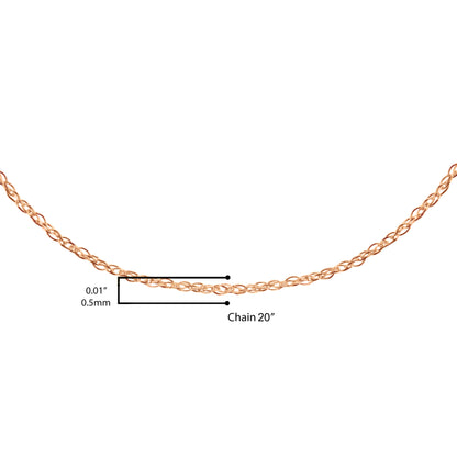 Haus of Brilliance Solid 10K Rose Gold 0.5mm Rope Chain Necklace. Unisex Chain - Size 20&quot; Inches