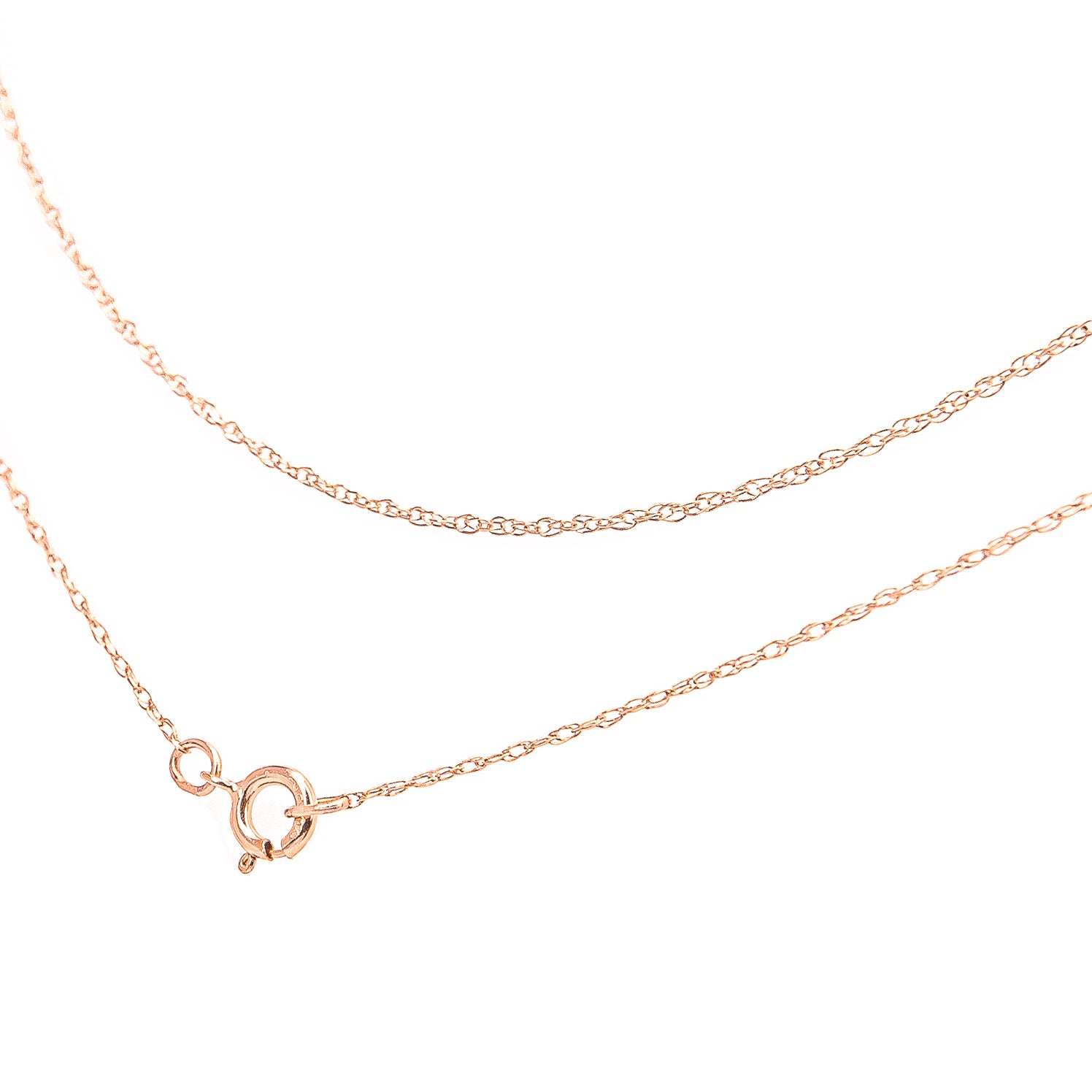 Haus of Brilliance Solid 10K Rose Gold 0.5mm Rope Chain Necklace. Unisex Chain - Size 18&quot; Inches