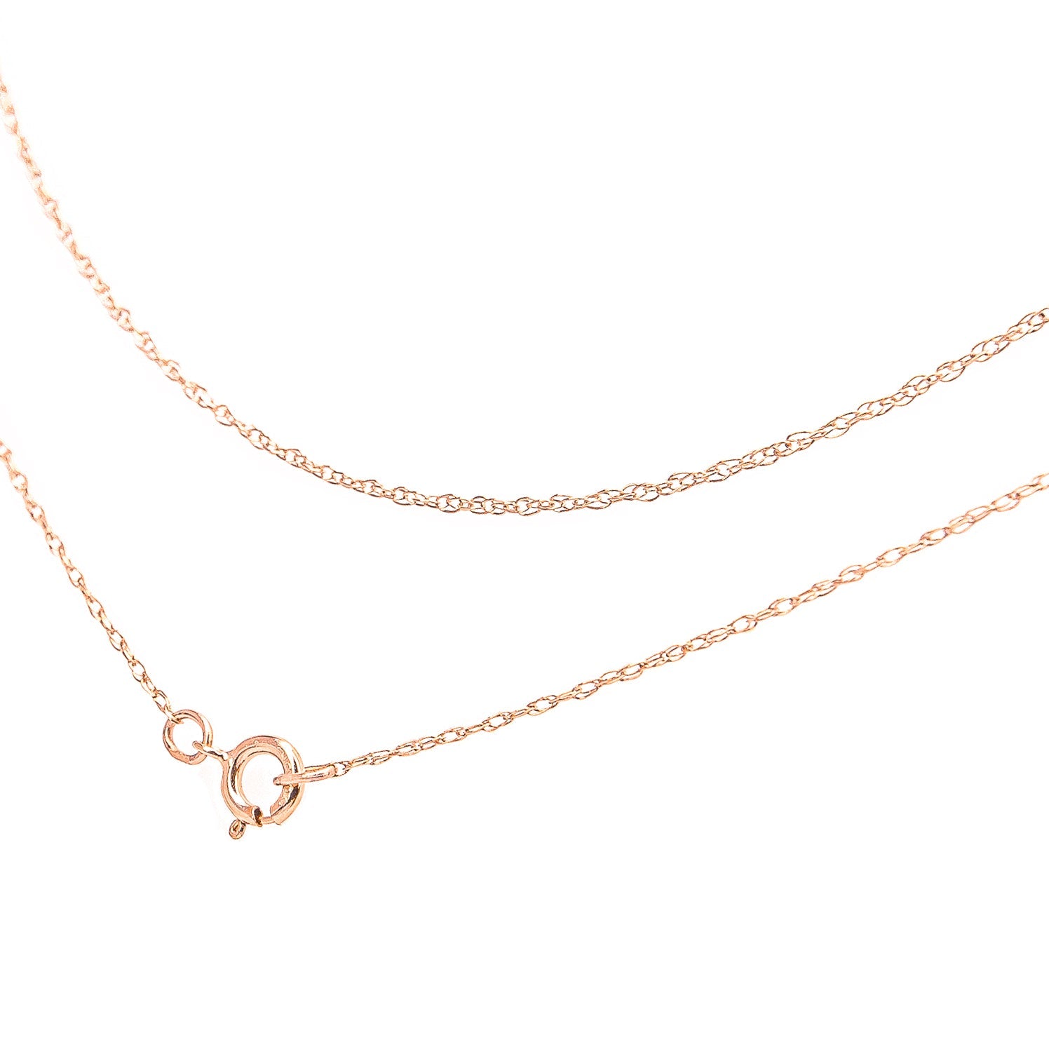 Haus of Brilliance Solid 10K Rose Gold 0.5mm Rope Chain Necklace. Unisex Chain - Size 20&quot; Inches