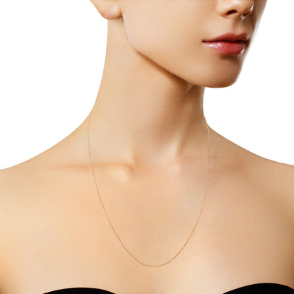 Haus of Brilliance Solid 10K Rose Gold 0.5mm Rope Chain Necklace. Unisex Chain - Size 18&quot; Inches