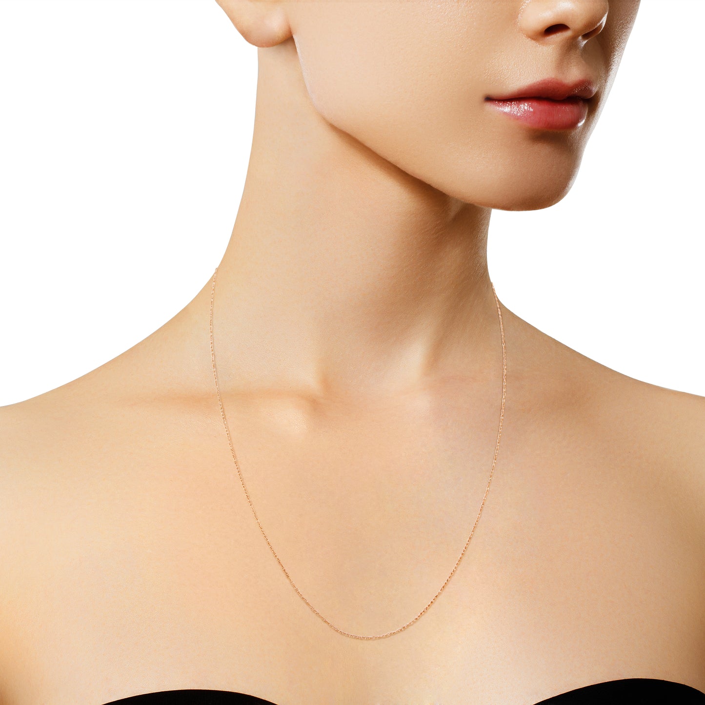 Haus of Brilliance Solid 10K Rose Gold 0.5mm Rope Chain Necklace. Unisex Chain - Size 16" Inches